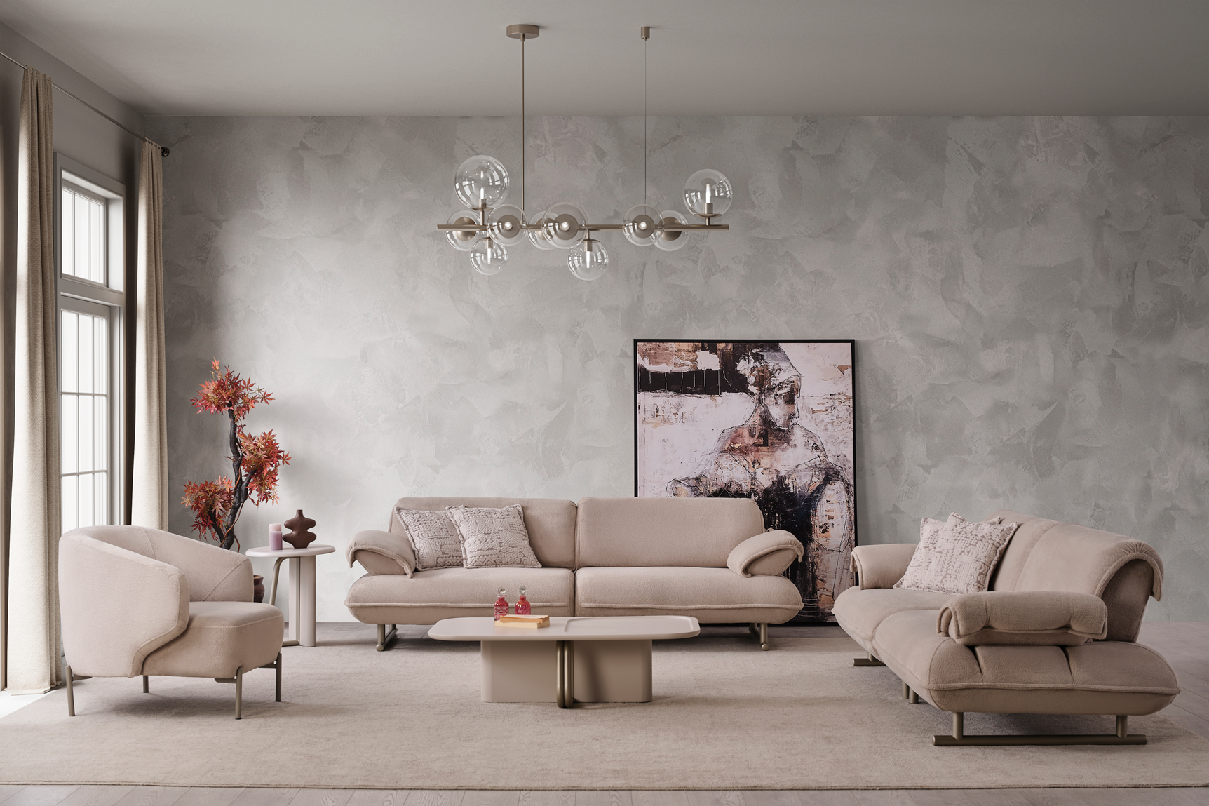 Modern Vegas sofa set by Netline Home Interior featuring plush cushions and sleek design for stylish living room comfort.