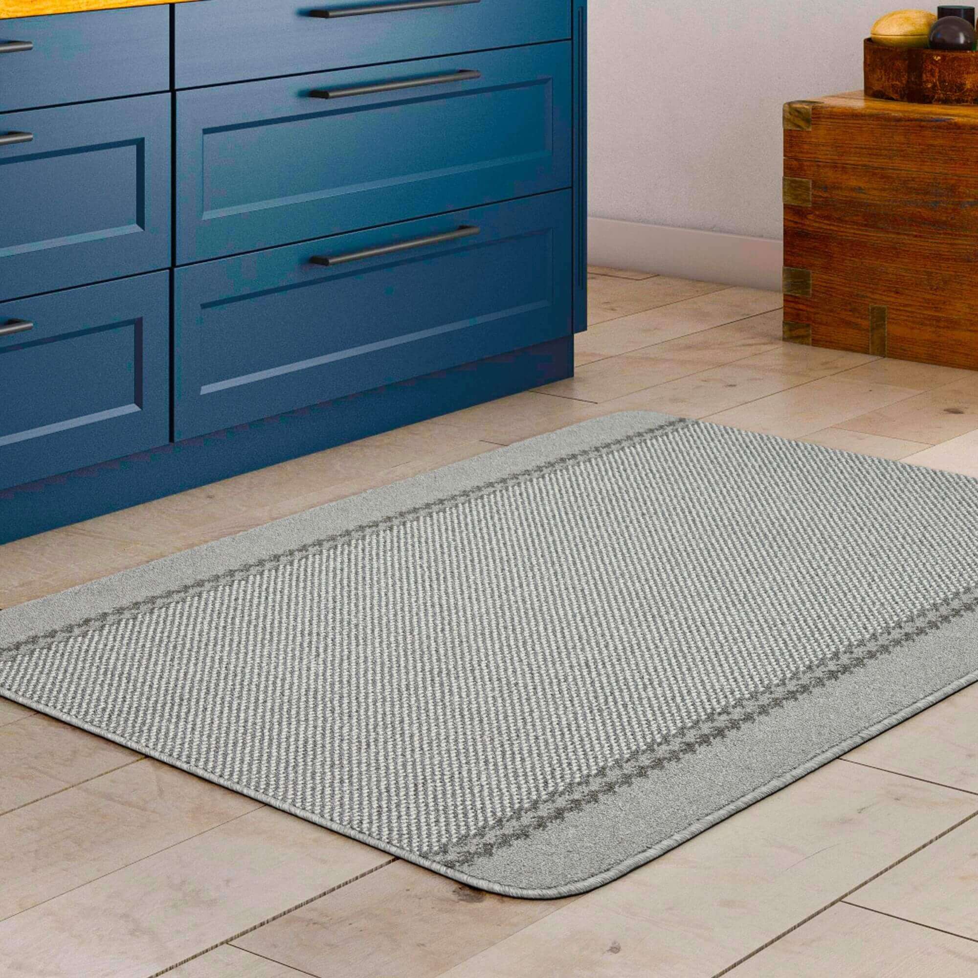 Washable Designer Bordered Grey Rug | 116G