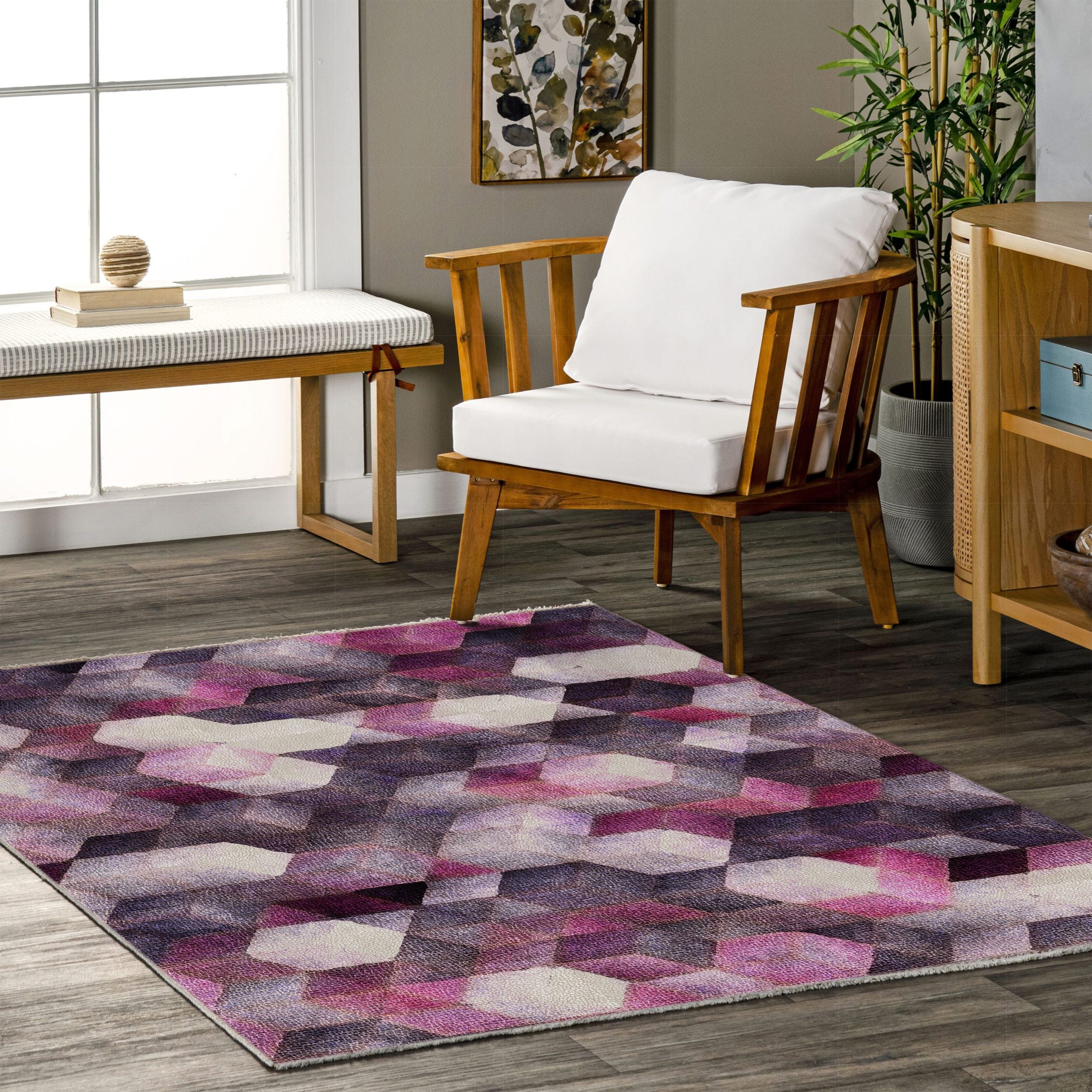 Netline Home Lilac Purple Modern Machine Washable Chenille Rug Design 325-01 - Gallery Image 4 - Netline Home