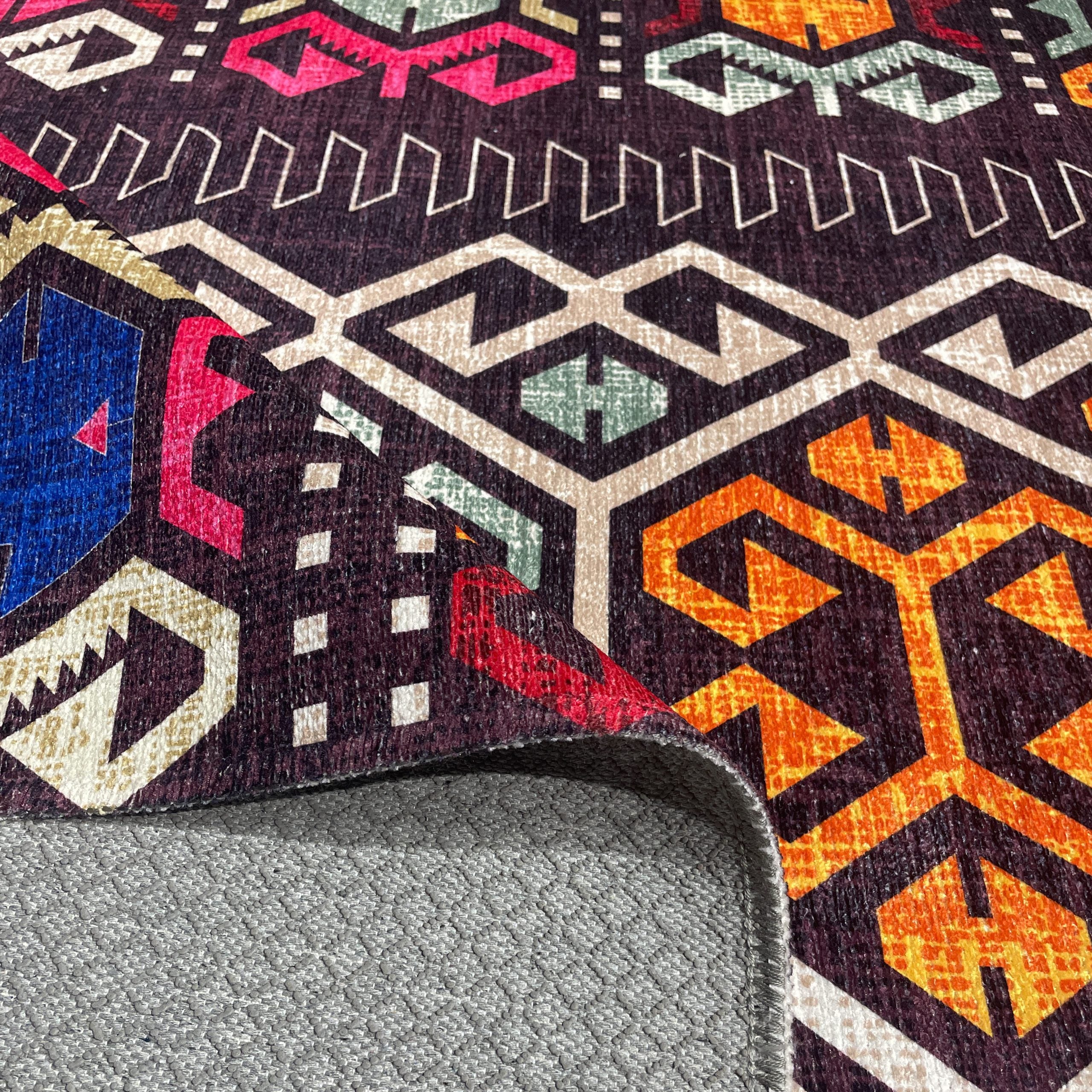Netline Home Mink Brown Ethnic Classic Machine Washable Chenille Rug Design 347-01 - Gallery Image 4 - Netline Home