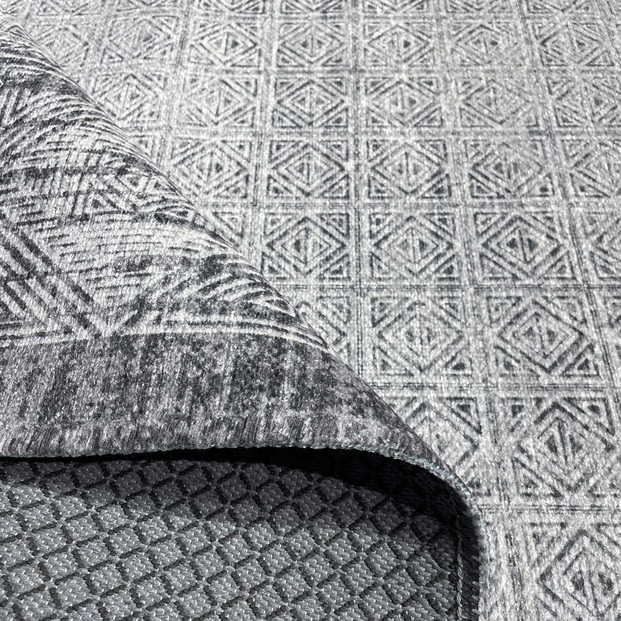 Netline Home Gray Silver Classic Modern Machine Washable Chenille Rug Design NH7053 - Gallery Image 4 - Netline Home