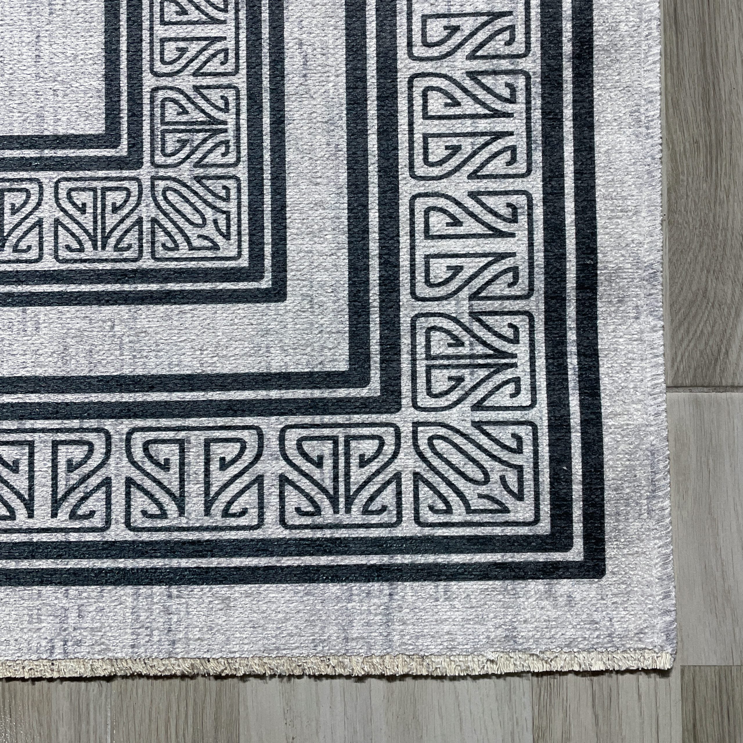 Netline Home Gray Silver Classic Modern Machine Washable Chenille Rug Design 382-02 - Detailed Photoshoot - Netline Home