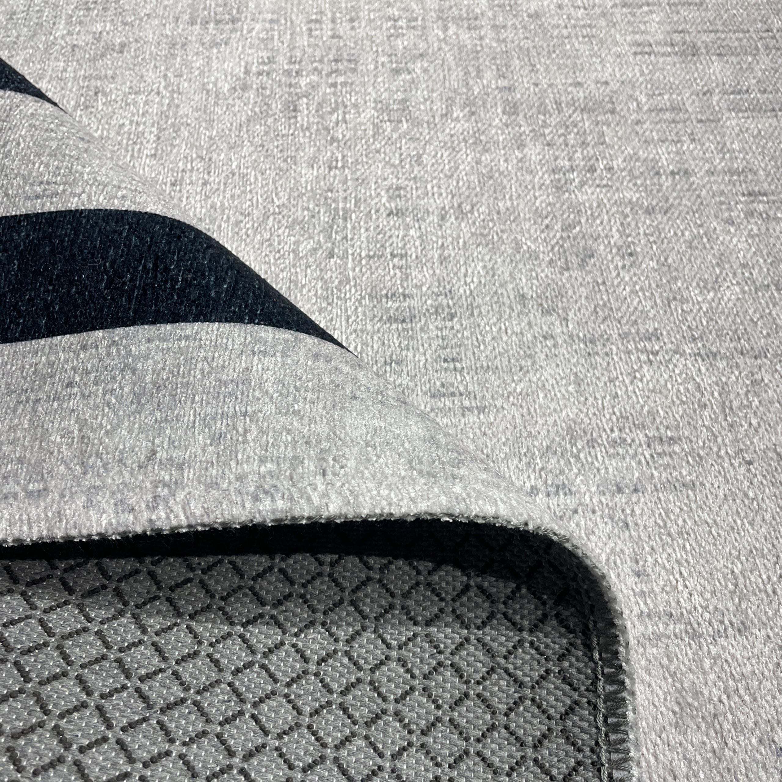 Netline Home Gray Silver Black Anthracite Classic Modern Machine Washable Chenille Rug Design NH7057 - Gallery Image 4 - Netline Home