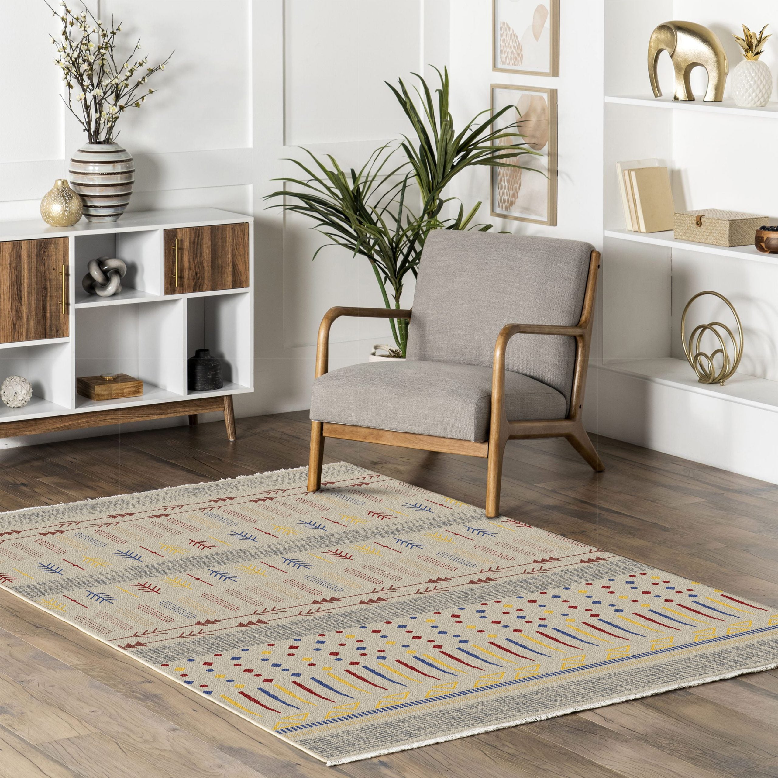 Netline Home Mink Brown Ethnic Machine Washable Chenille Rug Design NH7058 - Gallery Image 8 - Netline Home