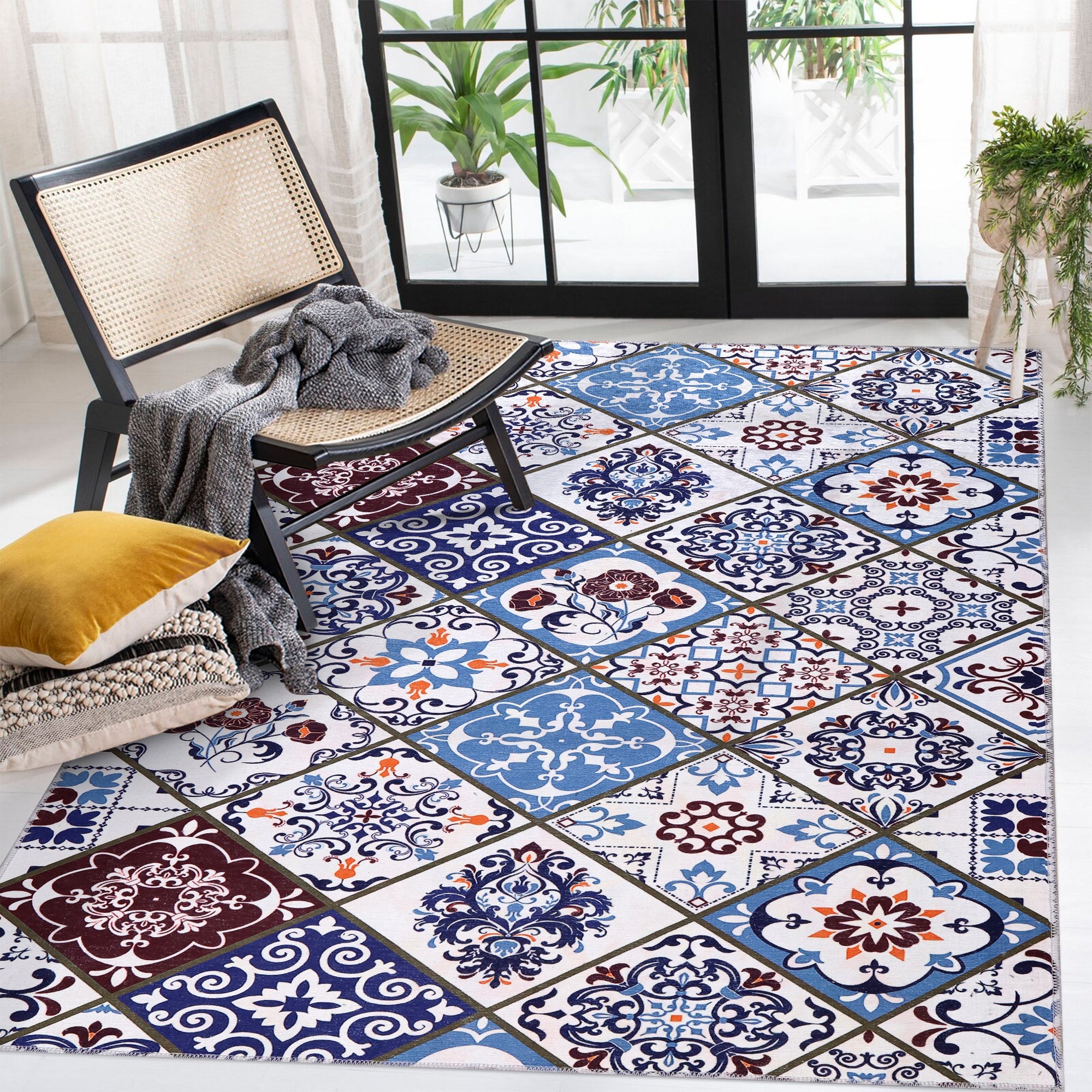 Netline Home Rugs Depot Modern Beige Floral Washable Rug Design 4002