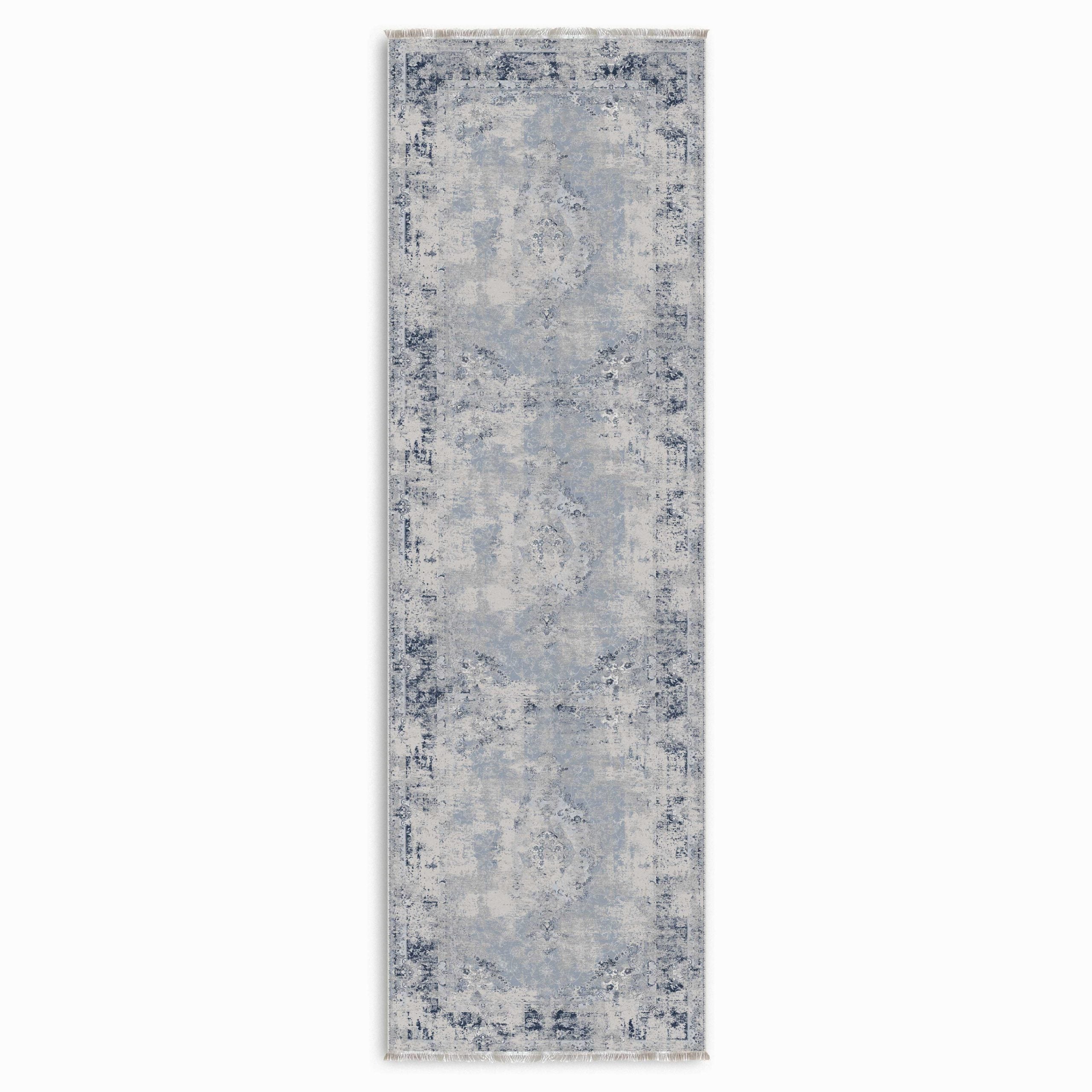 Netline Home Blue Navy Ethnic Classic Vintage Machine Washable Chenille Rug Design NH7166 - Gallery Image 7 - Netline Home