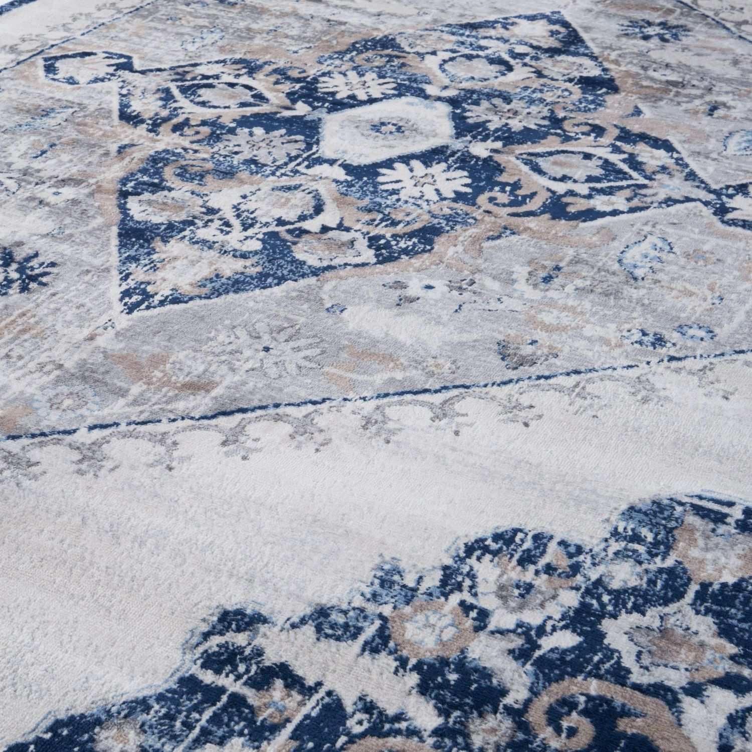 Vintage navy Montana Rug by The Rugs, 4020 model, featuring intricate patterns and soft texture perfect for living spaces.