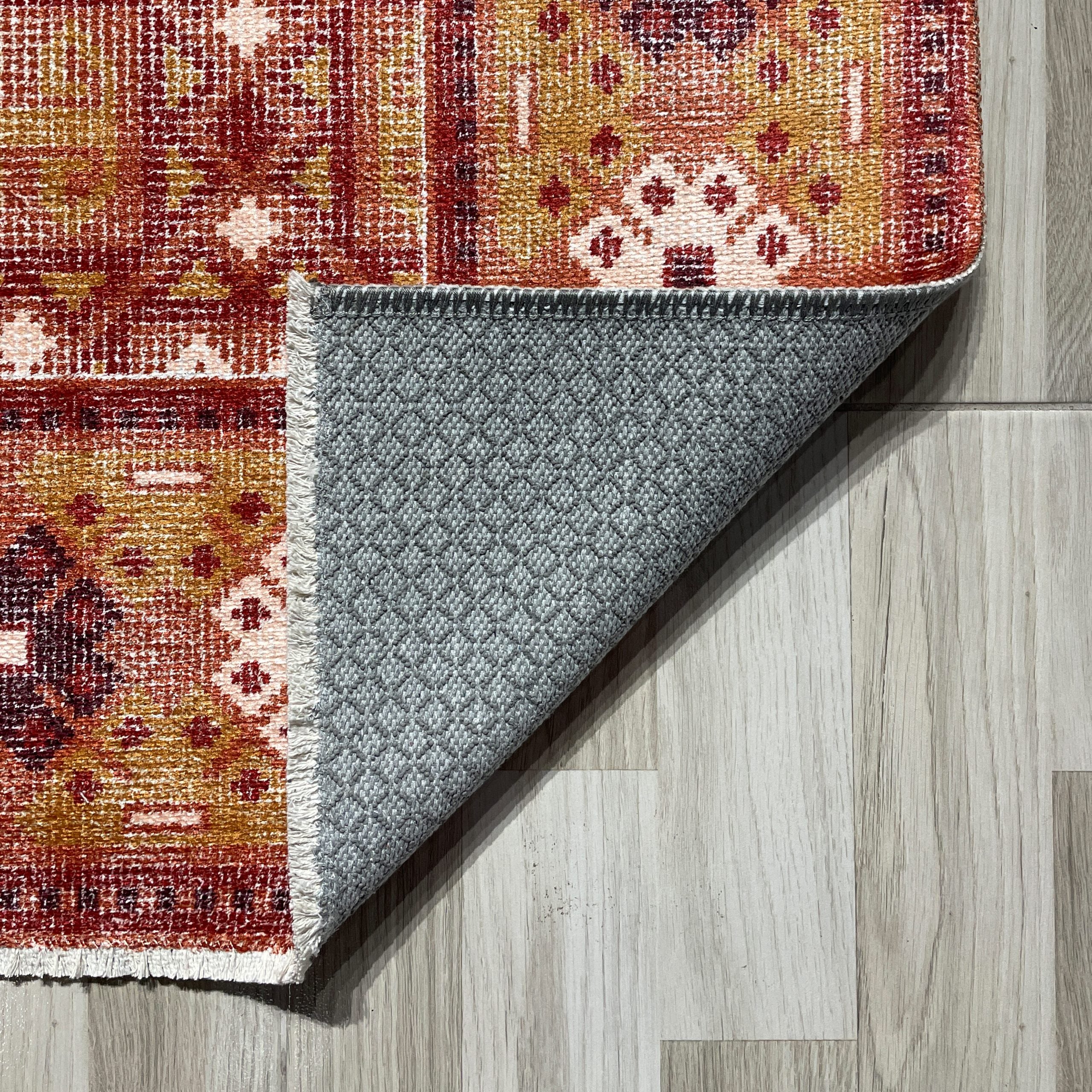 Netline Home Orange Terracotta Ethnic Machine Washable Chenille Rug Design NH7064 - Gallery Image 3 - Netline Home