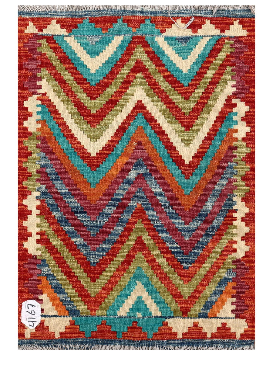 Maimana Afghanistan Kilim Rug - 87 x 60 cm