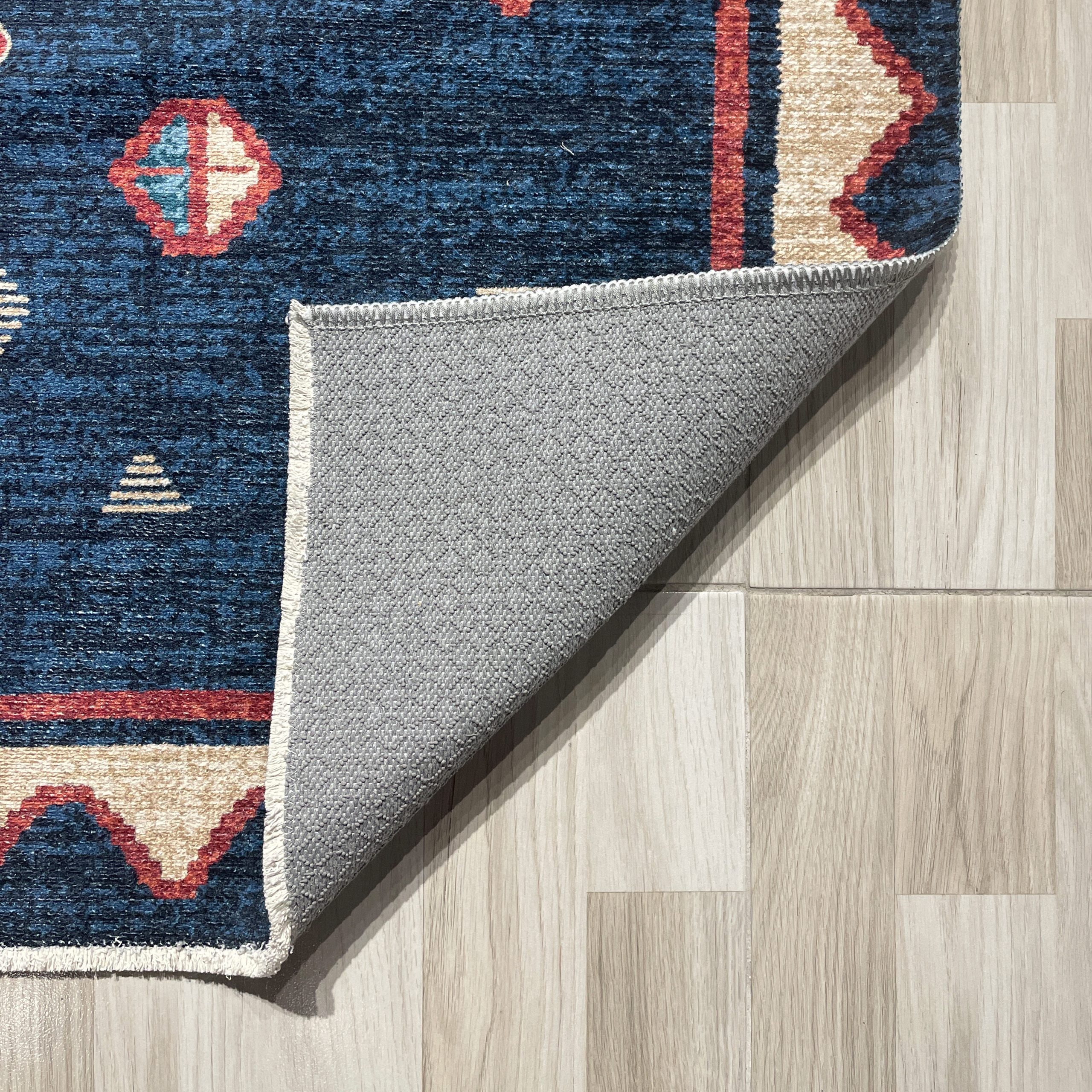 Netline Home Blue Navy Ethnic Classic Machine Washable Chenille Rug Design 442-01 - Gallery Image 3 - Netline Home