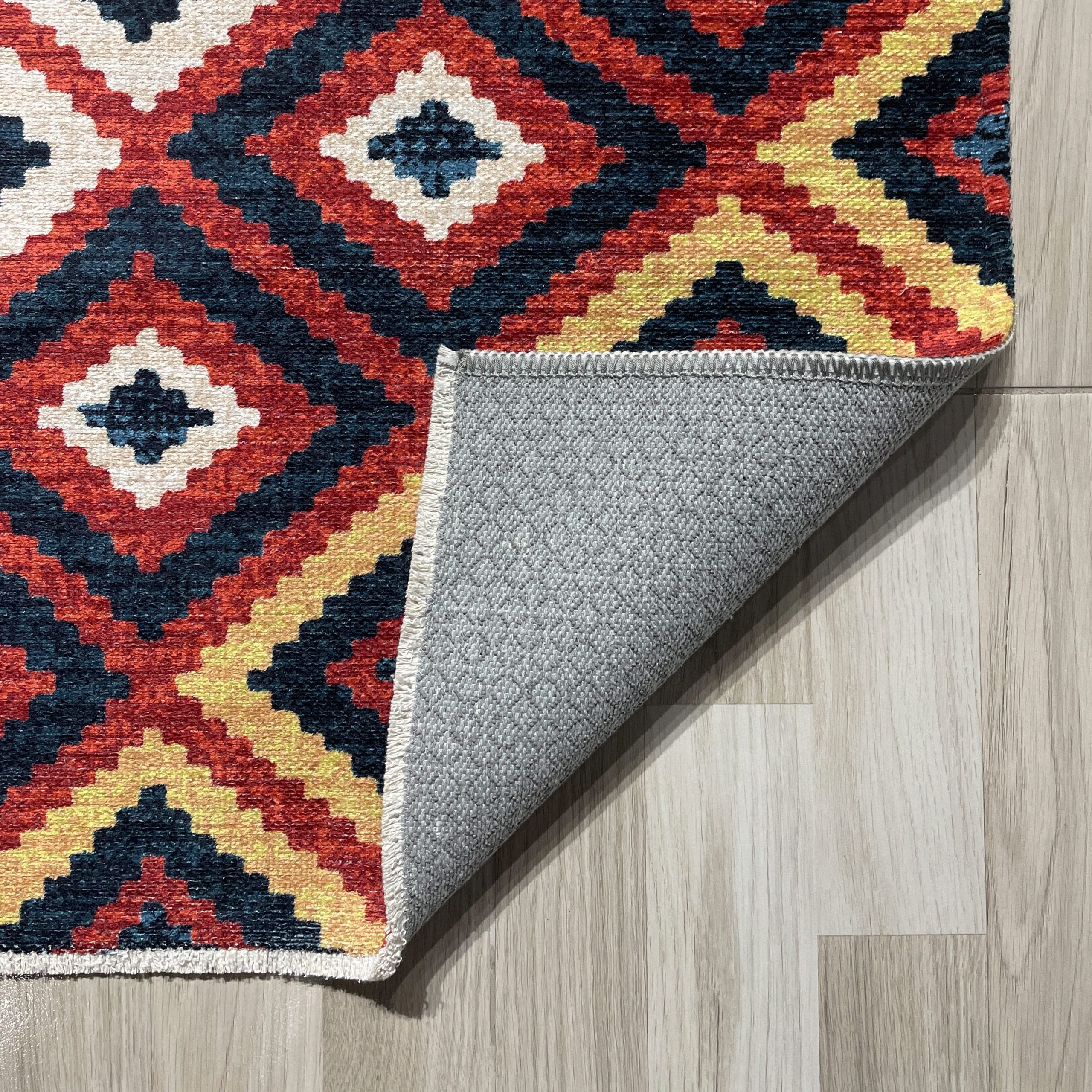 Netline Home Red Burgundy Ethnic Classic Machine Washable Chenille Rug Design NH7069 - Gallery Image 3 - Netline Home