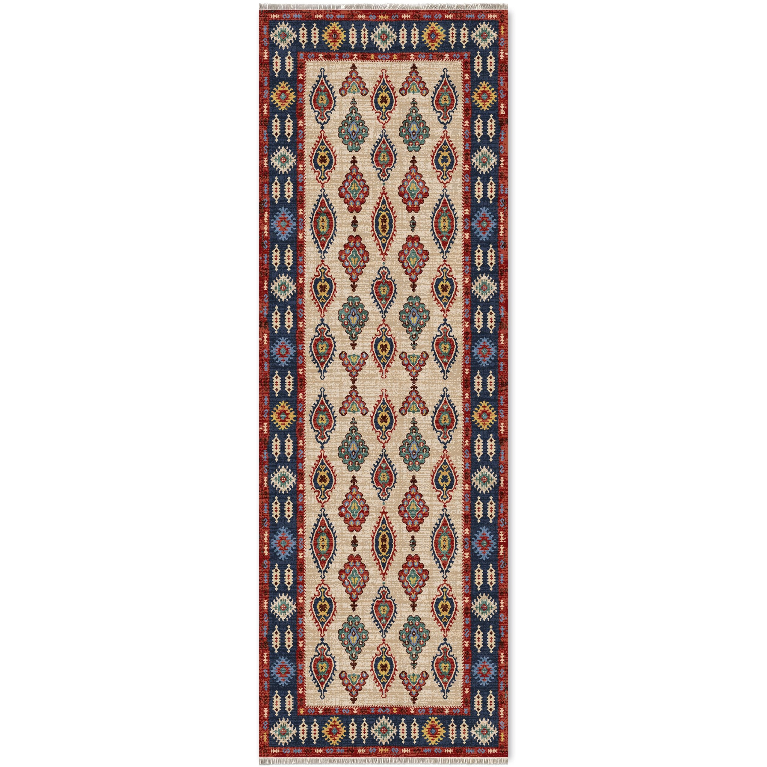 Netline Home Blue Navy Mink Brown Ethnic Classic Machine Washable Chenille Rug Design 446-01 - Gallery Image 6 - Netline Home