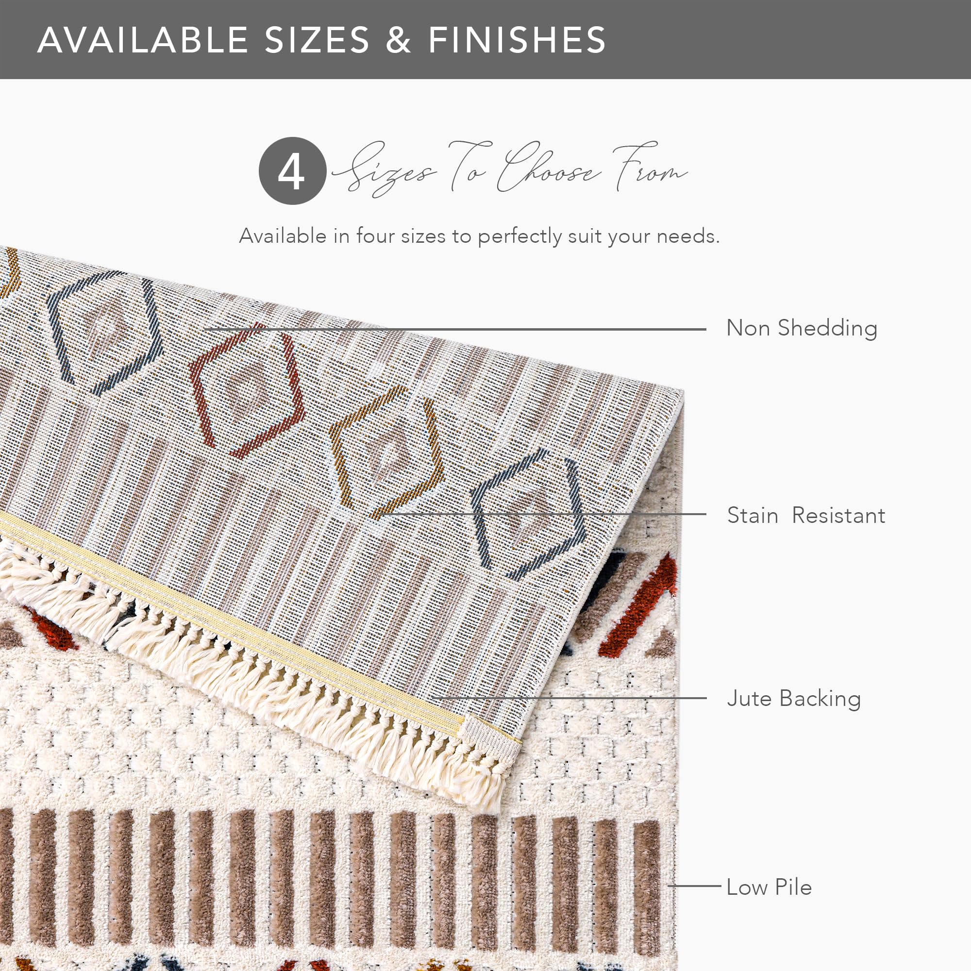 Netline Home RUGS DEPOT Area Rug for Living Room, Bedroom & Hallway β Soft & Durable Low Pile Area Rugs β Bohemian, Aztec & Boho Style β Pet & Kid-Friendly, Ideal for High-Traffic Areas (Copy)