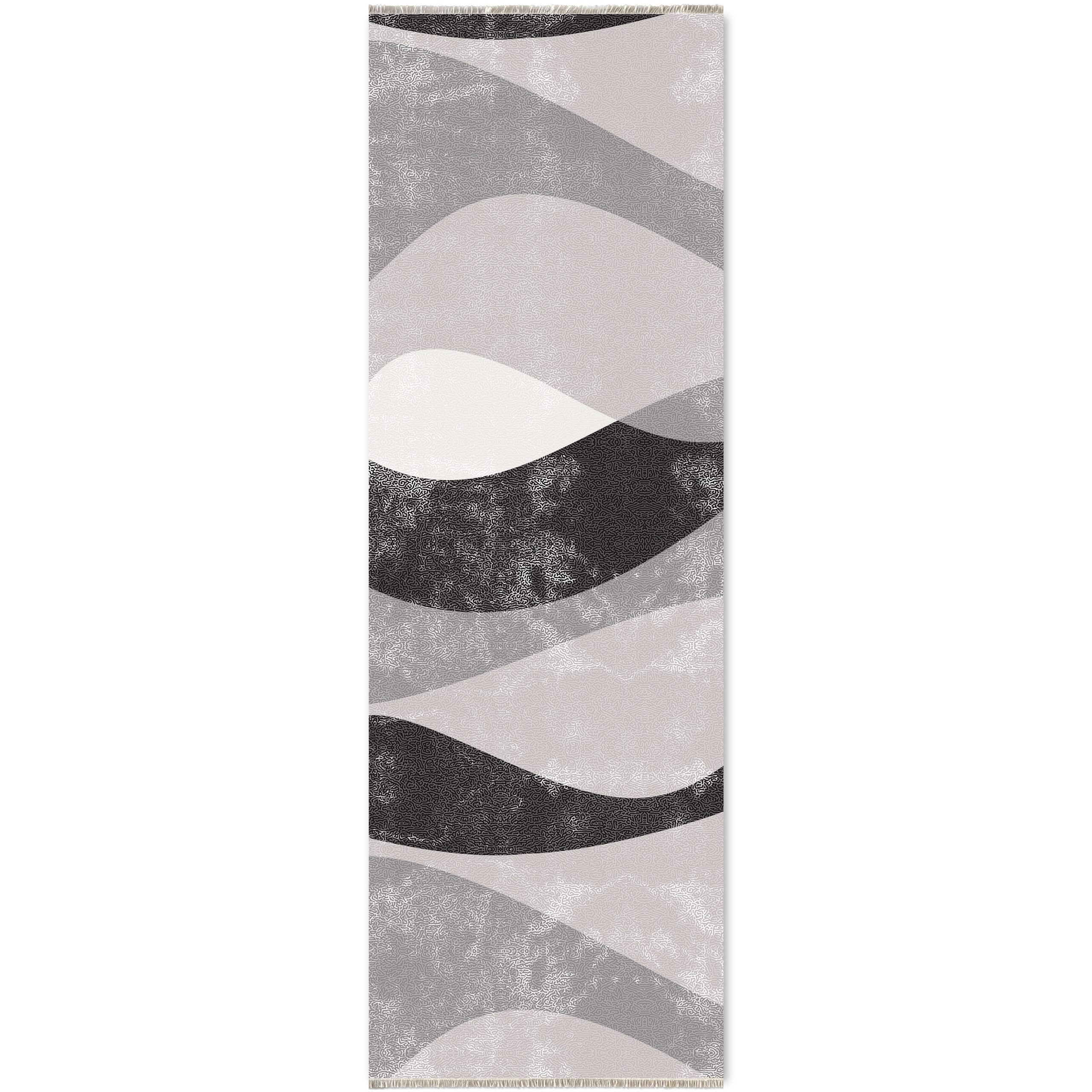 Netline Home Gray Silver Black Anthracite Geometric Modern Machine Washable Chenille Rug Design NH7073 - Gallery Image 6 - Netline Home