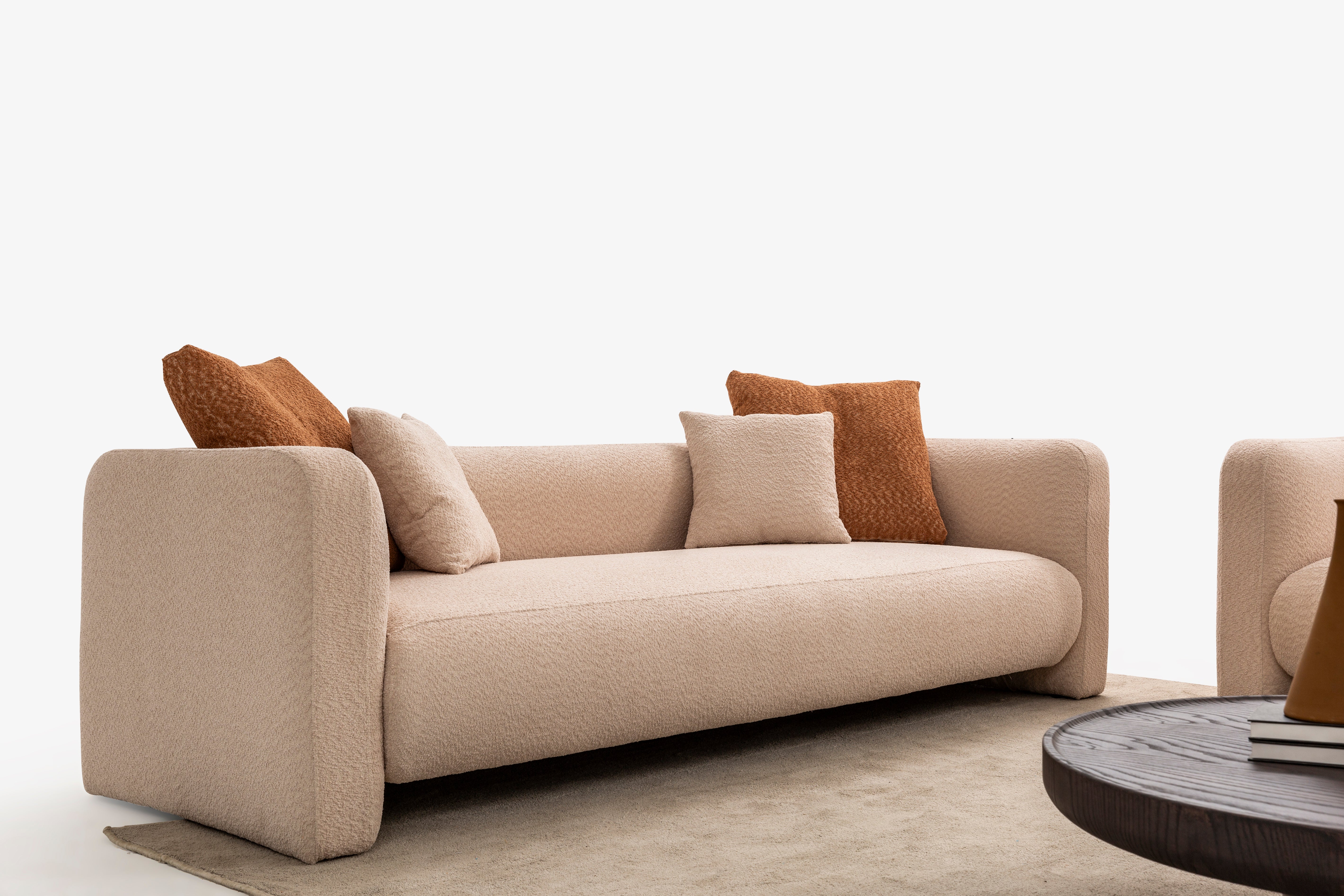 Modern Lincoln 3 Seater Sofa by Netline Home Interior with plush cushions and sleek fabric upholstery in a contemporary living room setting.