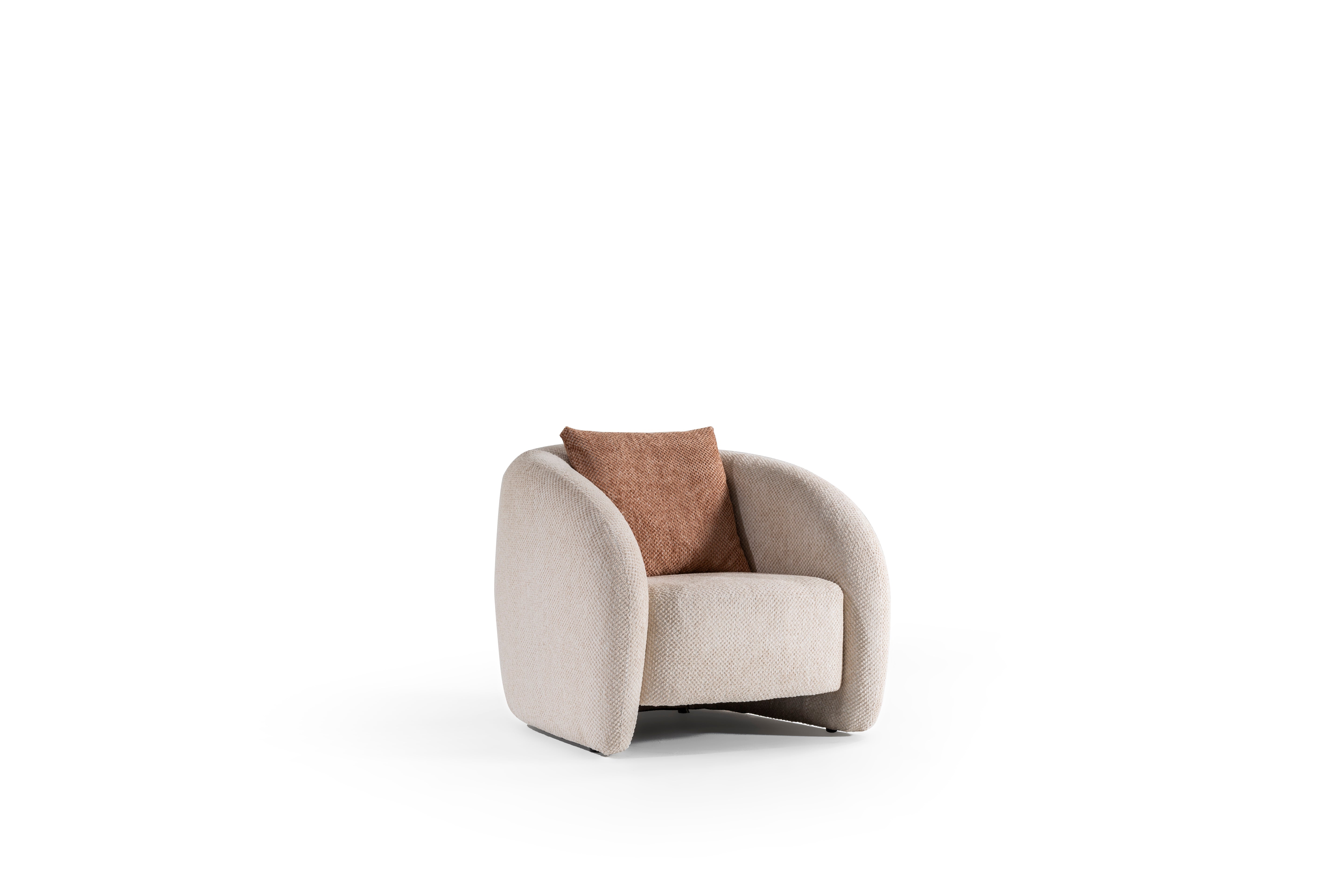 Netline Home Interior Lincoln armchair with plush fabric upholstery, comfortable accent seating, modern design, and supportive armrests.