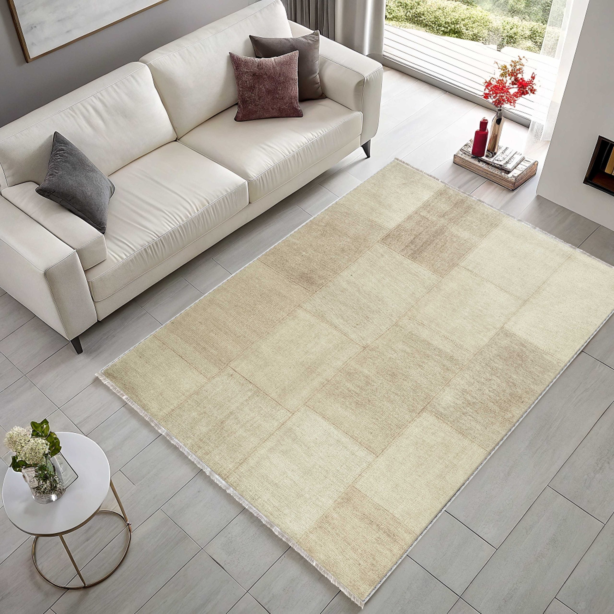 Netline Home Cream White Ethnic Classic Vintage Machine Washable Chenille Rug Design NH7139 - Detailed Photoshoot - Netline Home