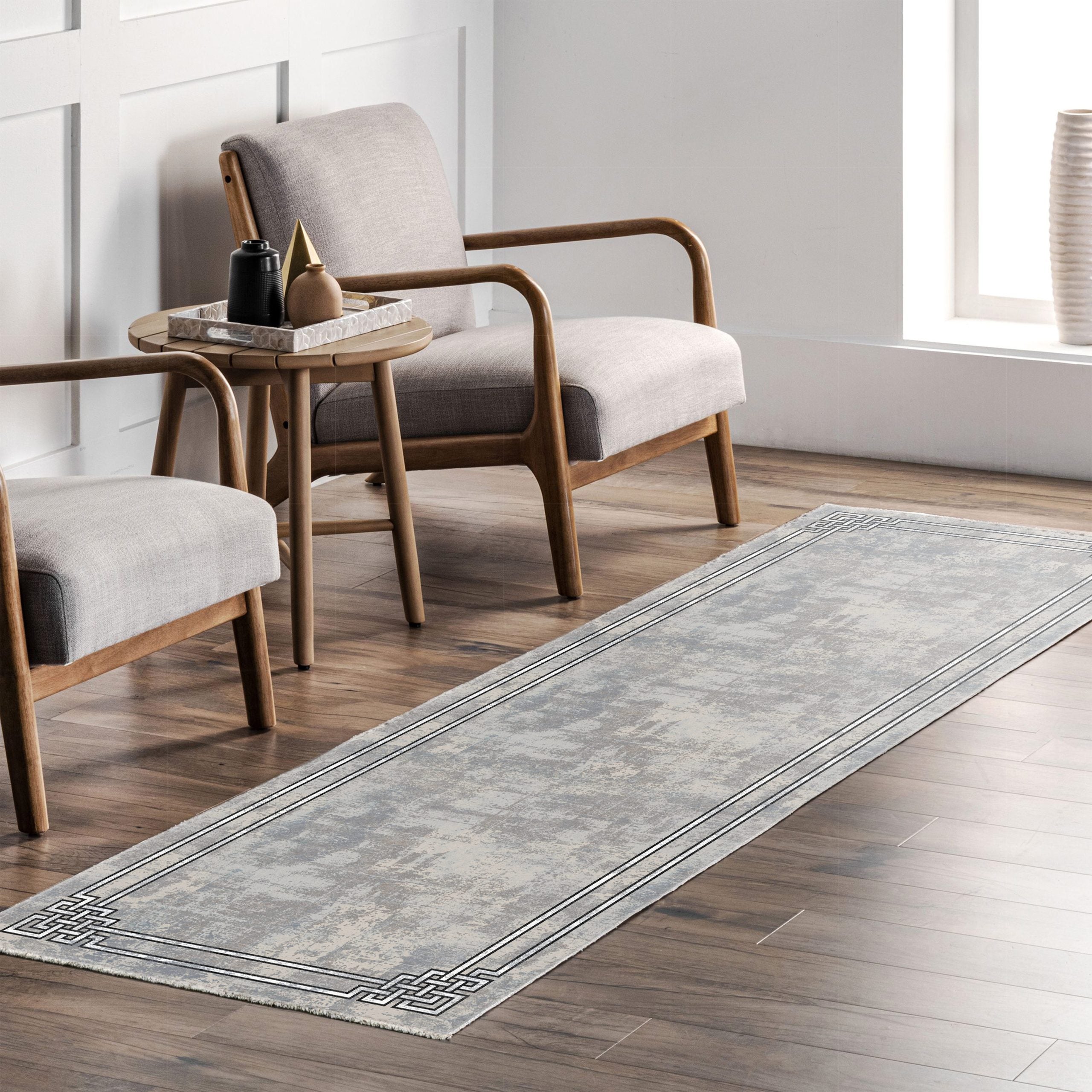 Netline Home Gray Silver Modern Machine Washable Chenille Rug Design 523-01 - Gallery Image 7 - Netline Home