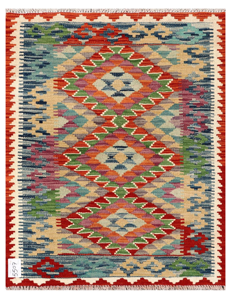 Maimana Afghanistan Kilim Rug - 105 x 82 cm