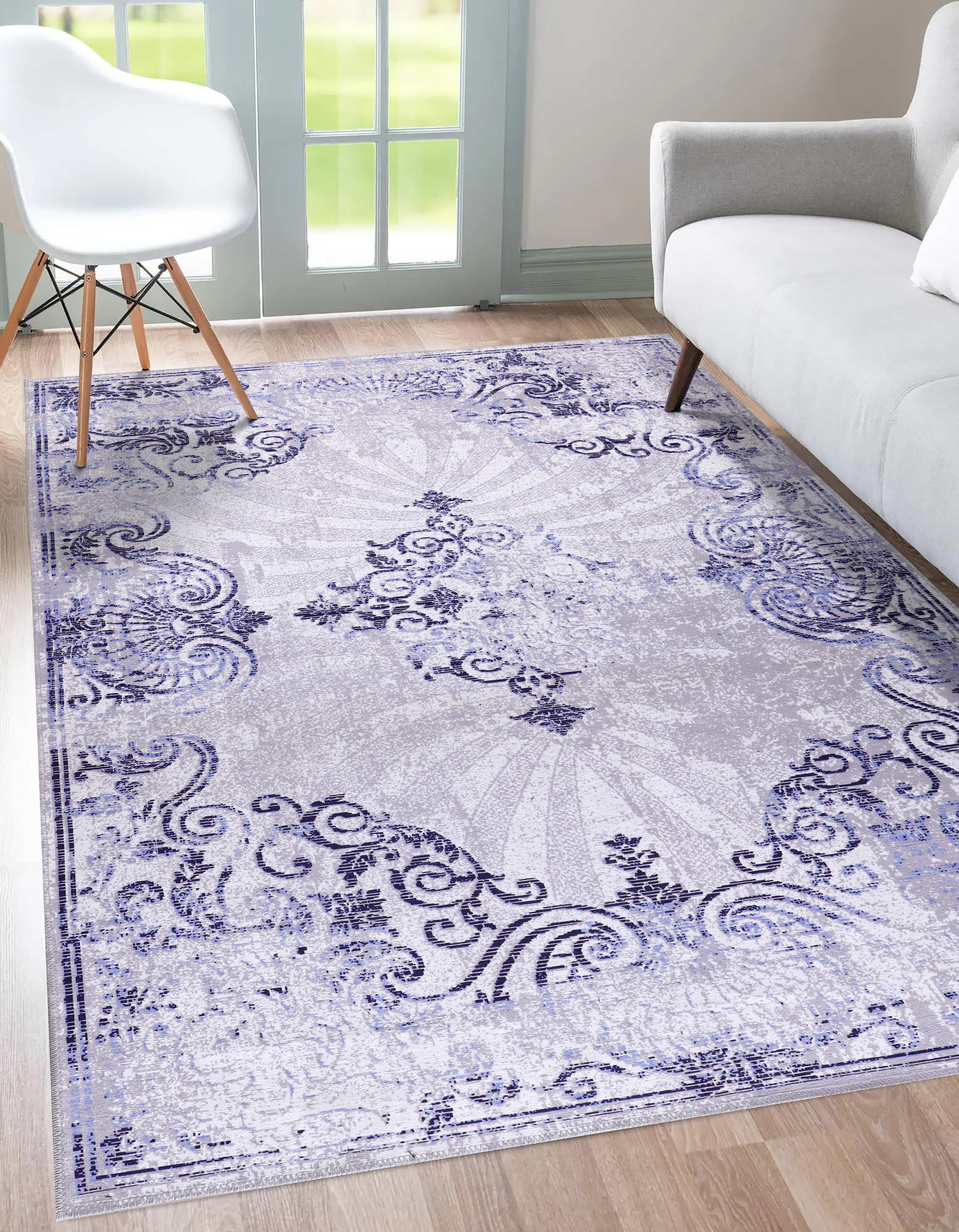 Netline Home Rugs Depot Modern Beige Floral Washable Rug Design NL1009