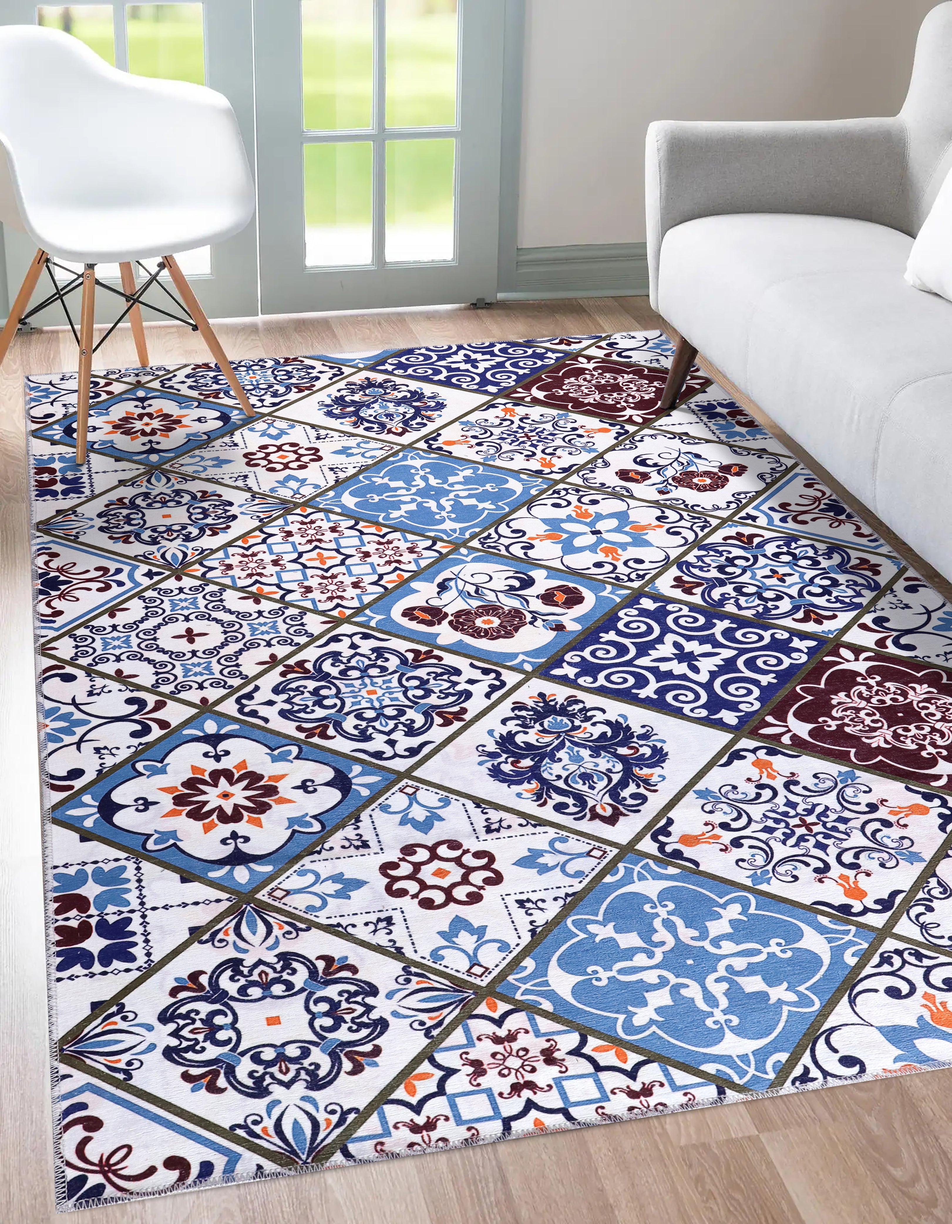 Netline Home Rugs Depot Modern Beige Floral Washable Rug Design 4002