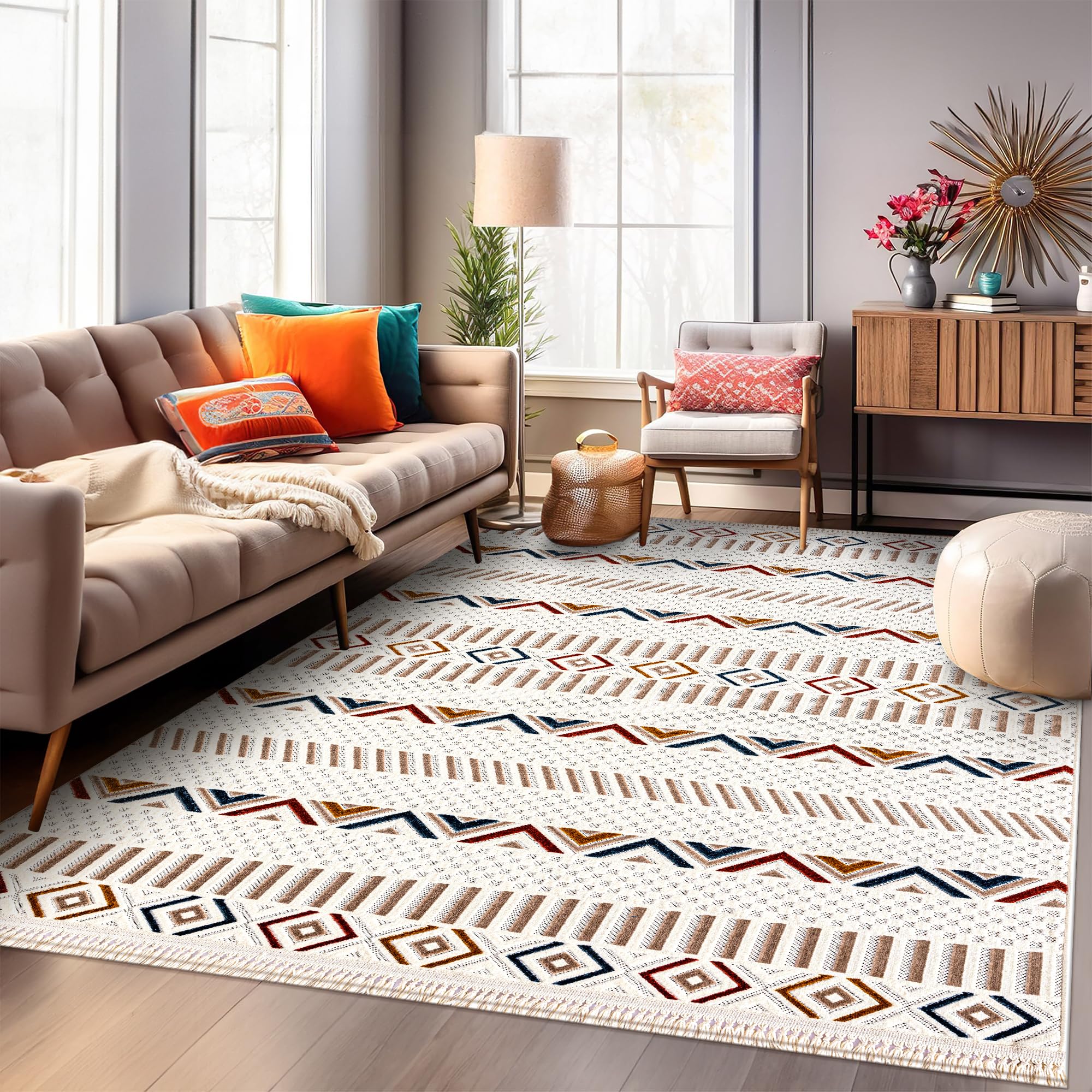 Netline Home RUGS DEPOT Area Rug for Living Room, Bedroom & Hallway β Soft & Durable Low Pile Area Rugs β Bohemian, Aztec & Boho Style β Pet & Kid-Friendly, Ideal for High-Traffic Areas (Copy)