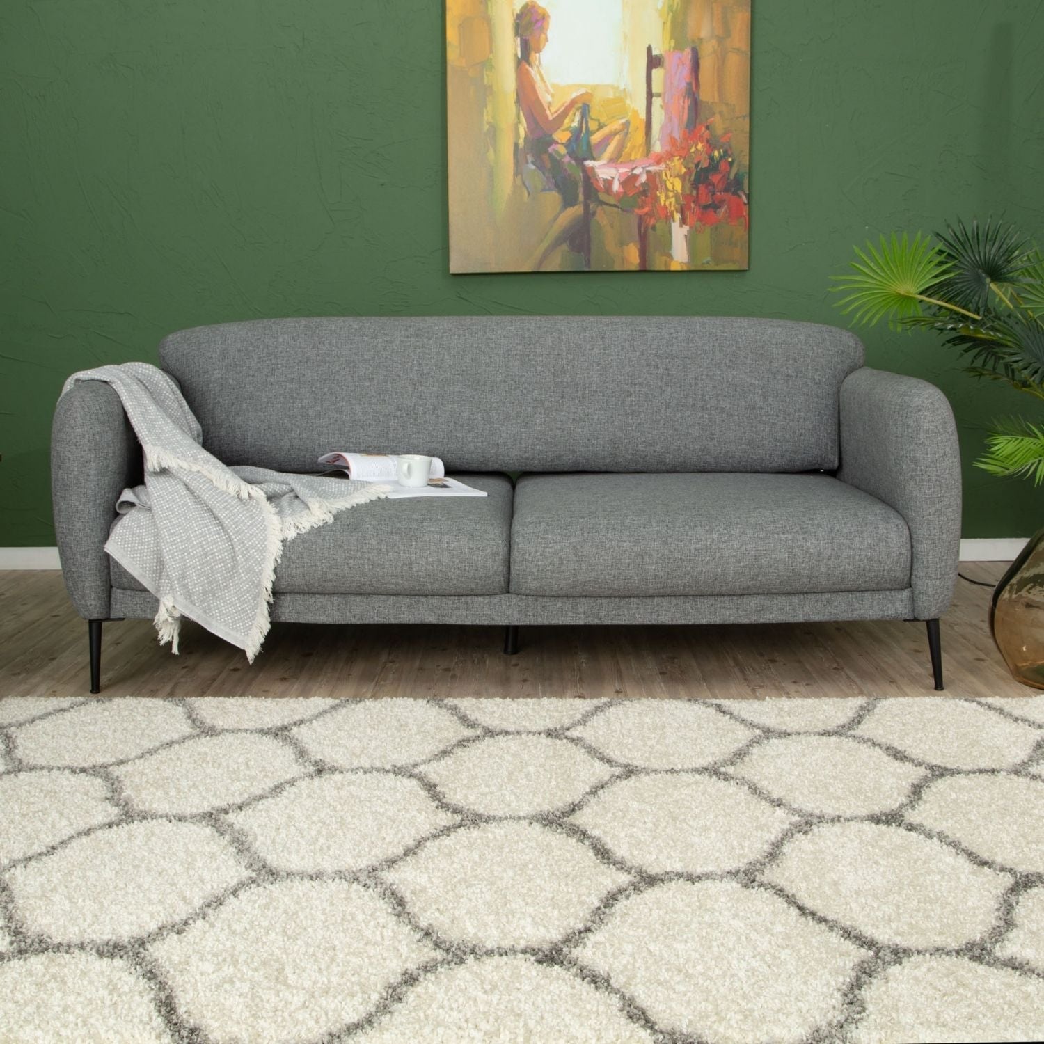 Moroccan Ivory Shaggy Rug | 600