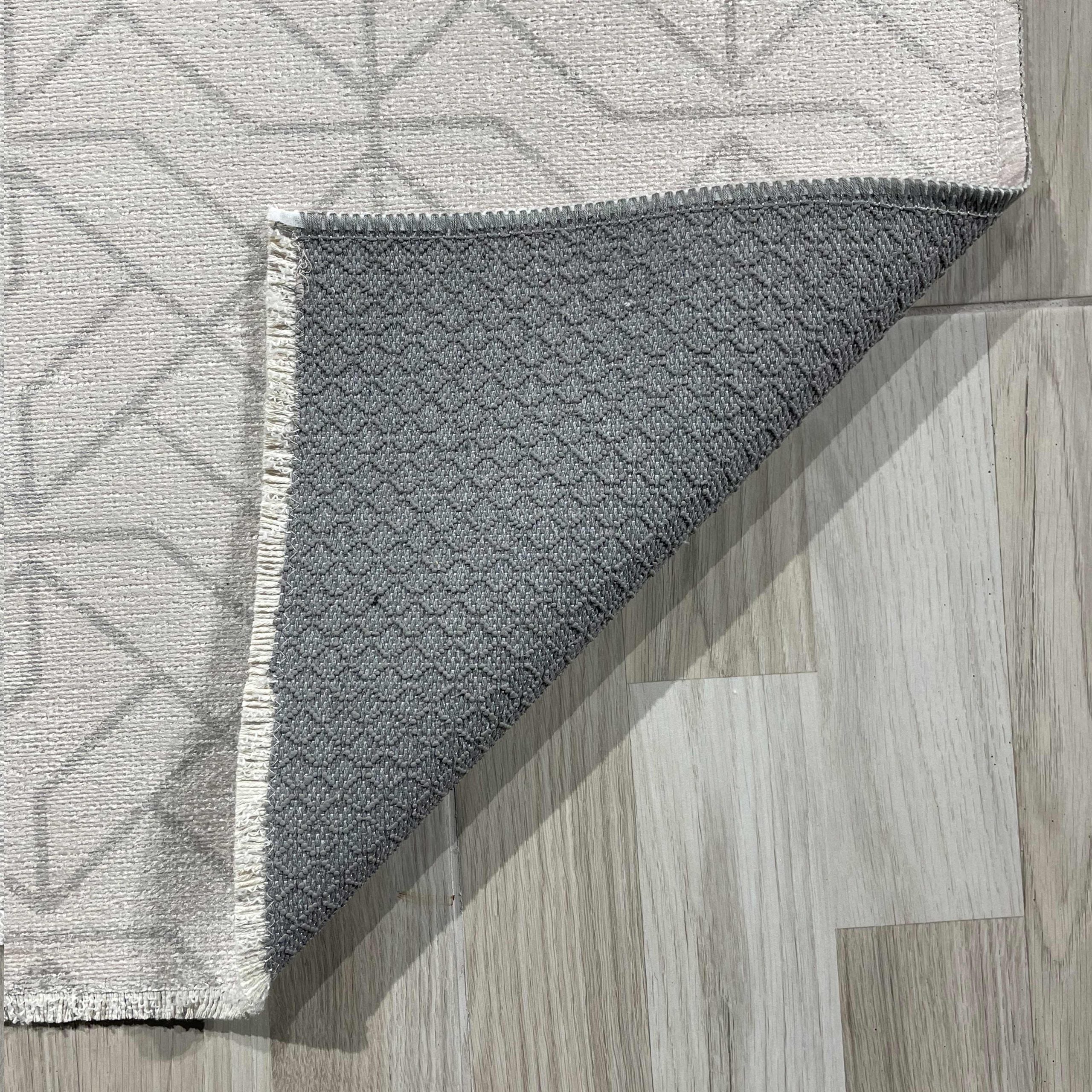 Netline Home Gray Silver Cream White Modern Machine Washable Chenille Rug Design 600-02 - Gallery Image 3 - Netline Home