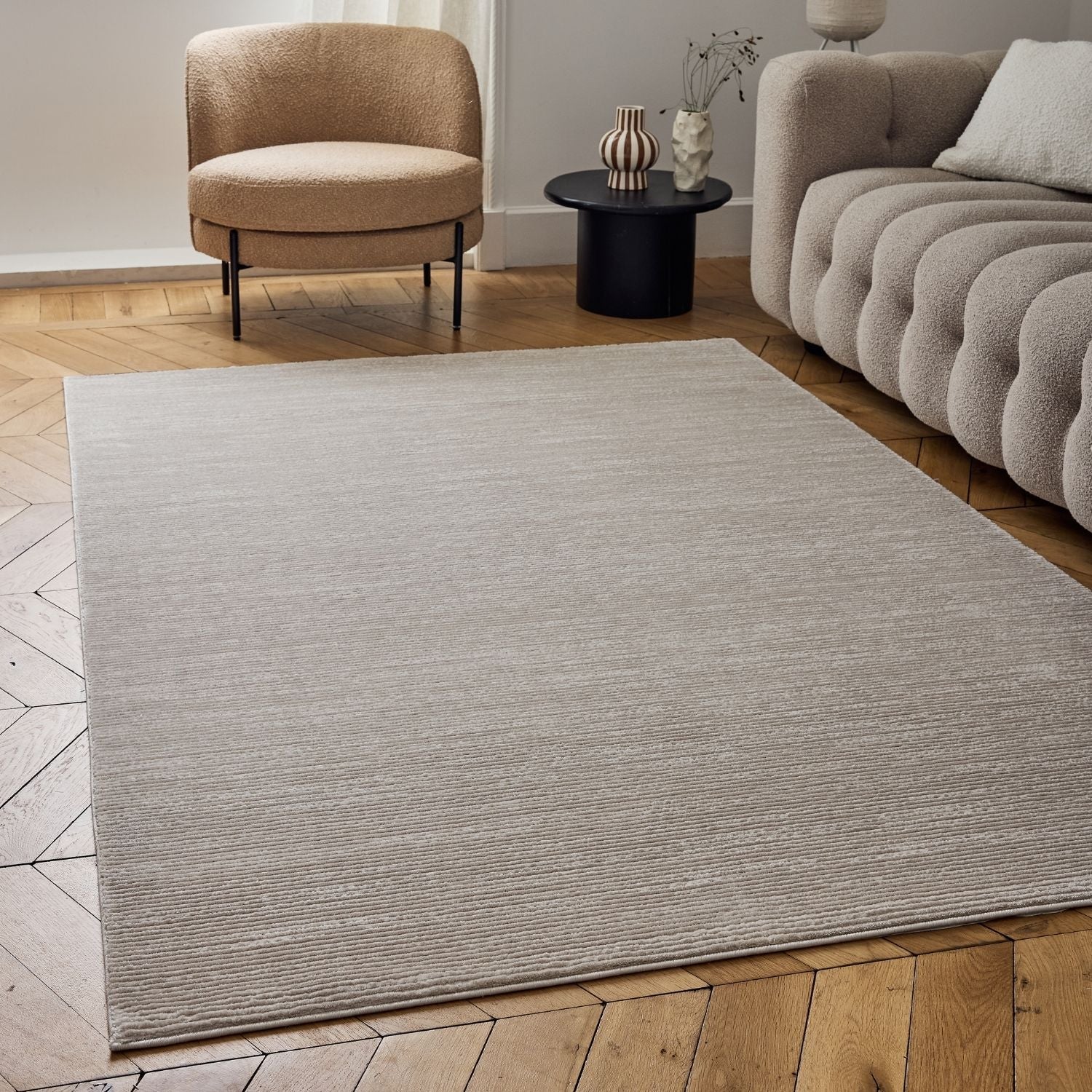 Carmel Beige-Cream Striped Rug | 6020