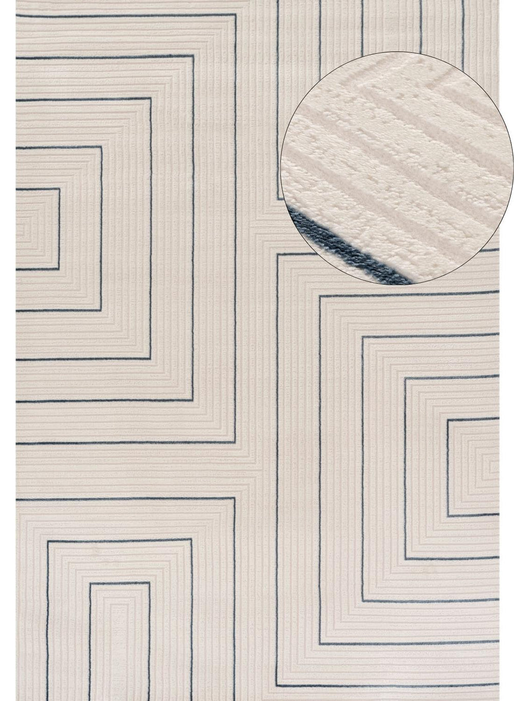 Carmel Cream-Blue Geometric Rug – 6040