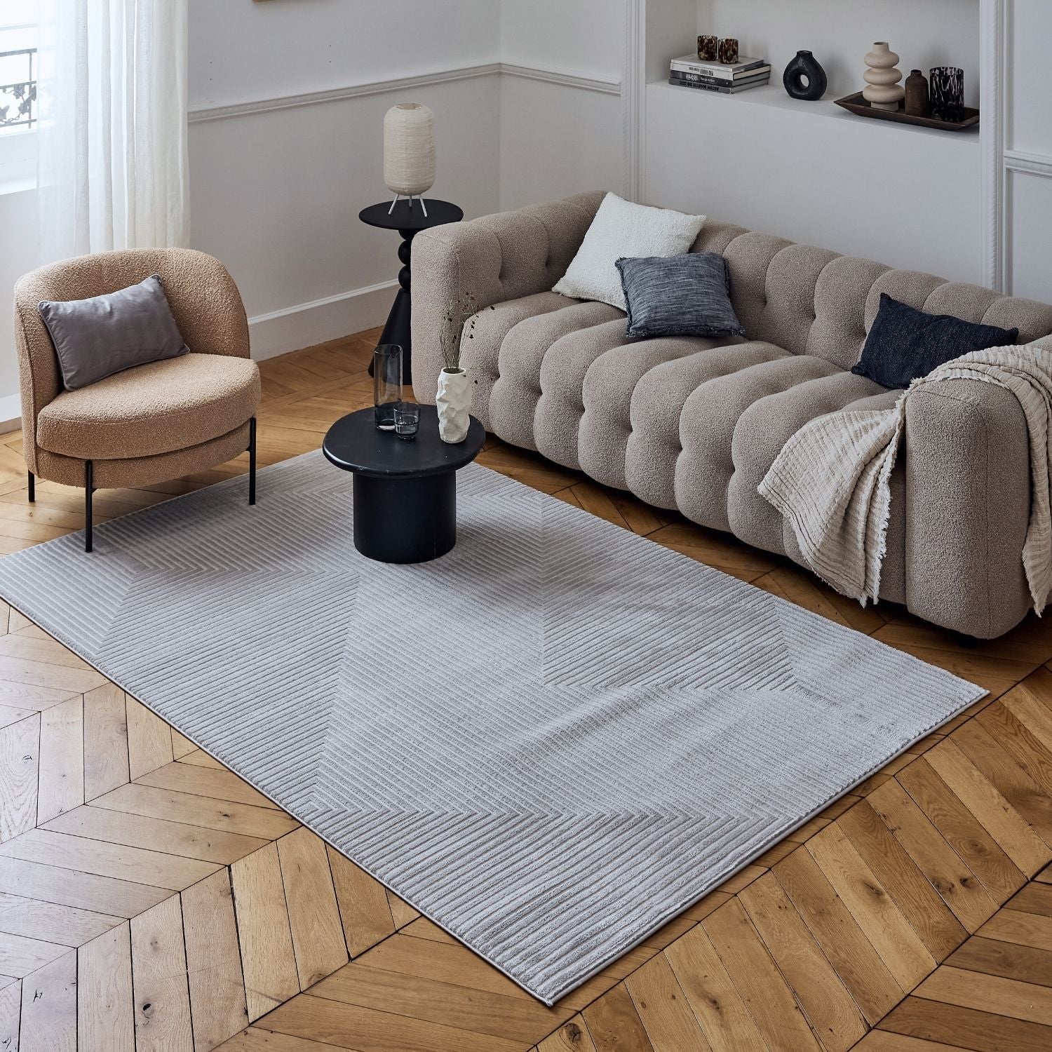 Carmel Grey-Cream Geometric Rug | 6050