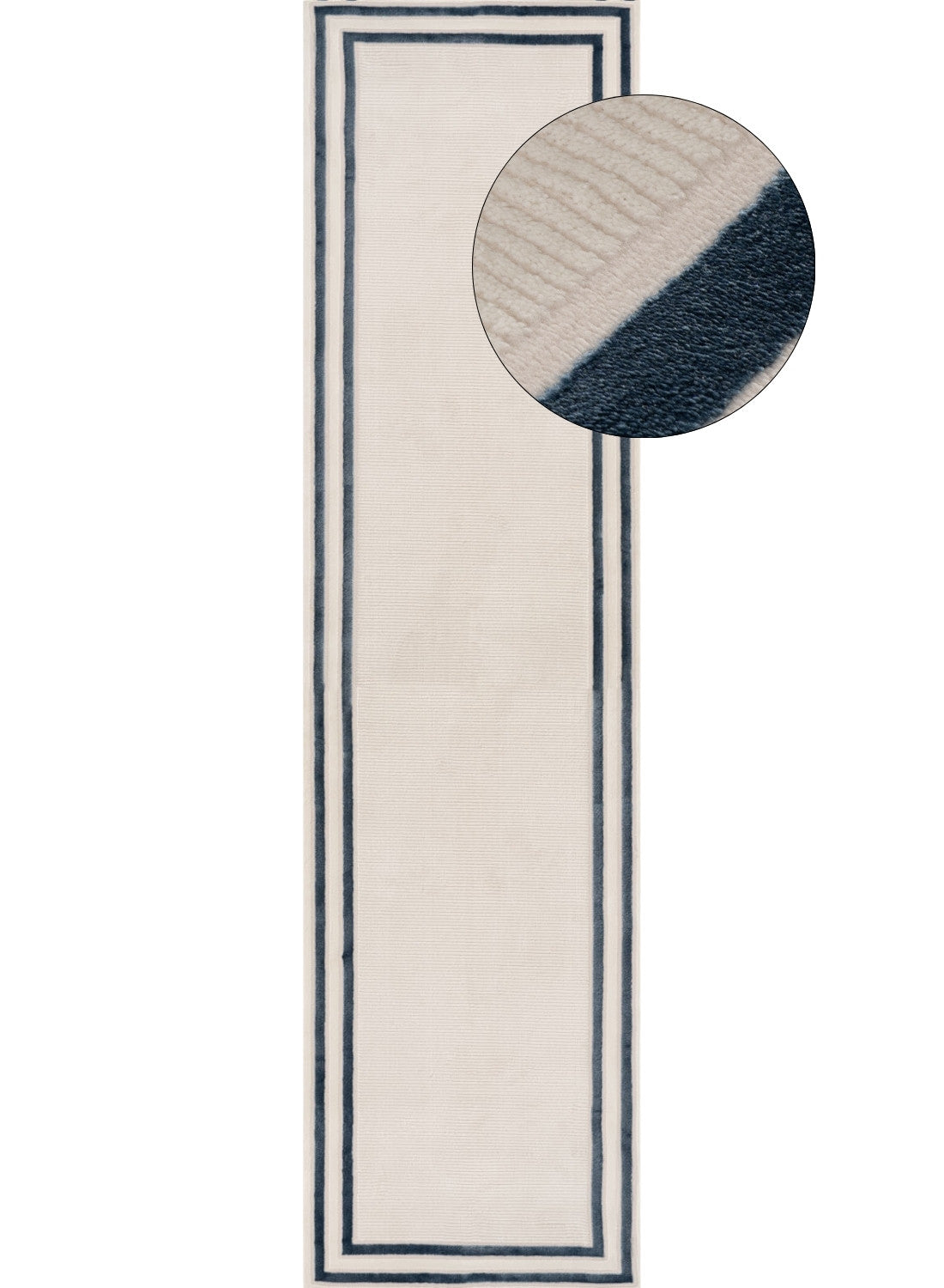 Carmel Cream-Blue Bordered Rug | 6060