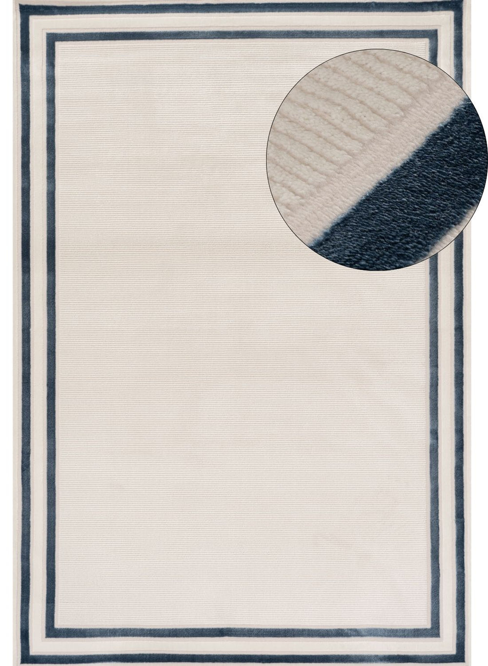 Carmel Cream-Blue Bordered Rug – 6060