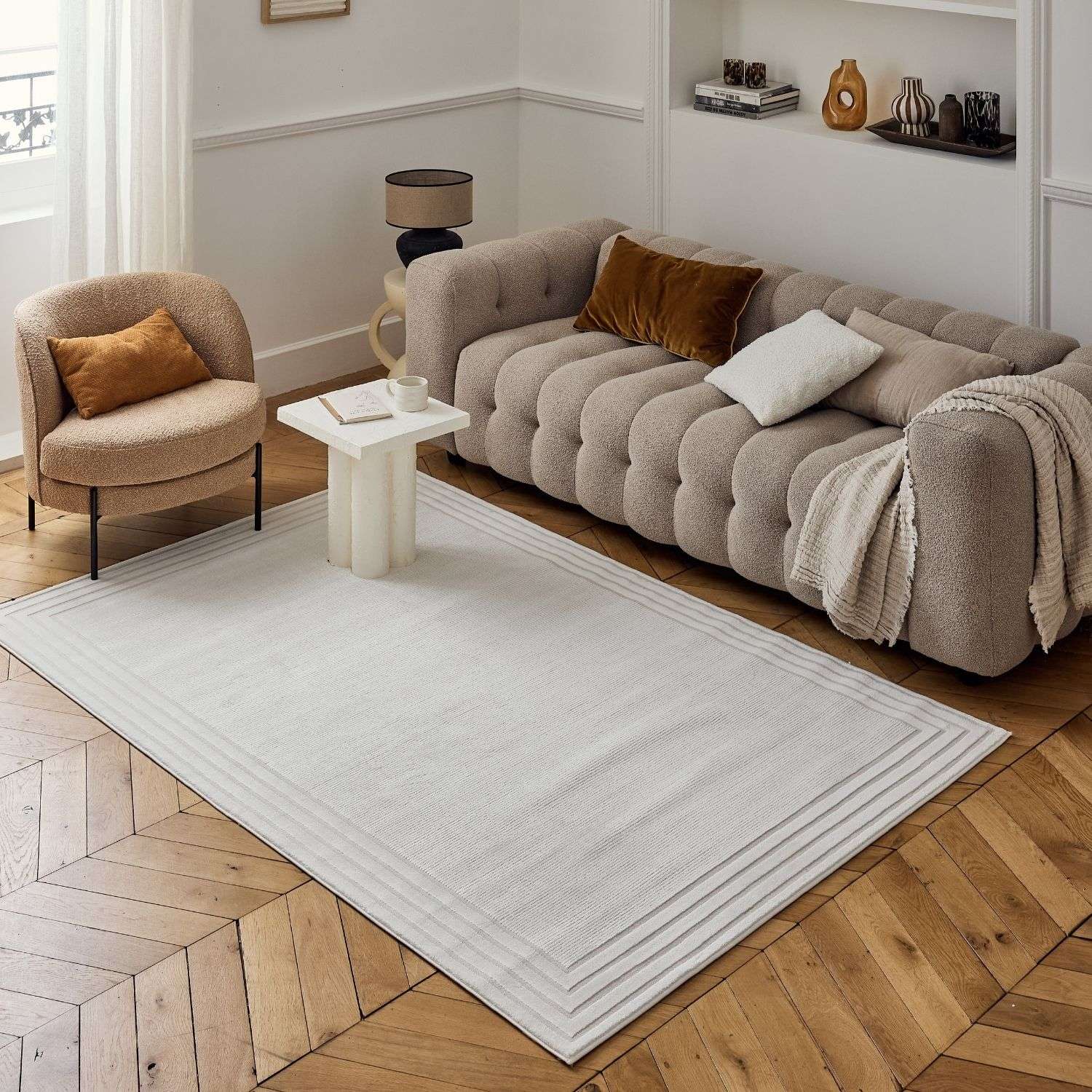 Carmel Cream Bordered Rug | 6060