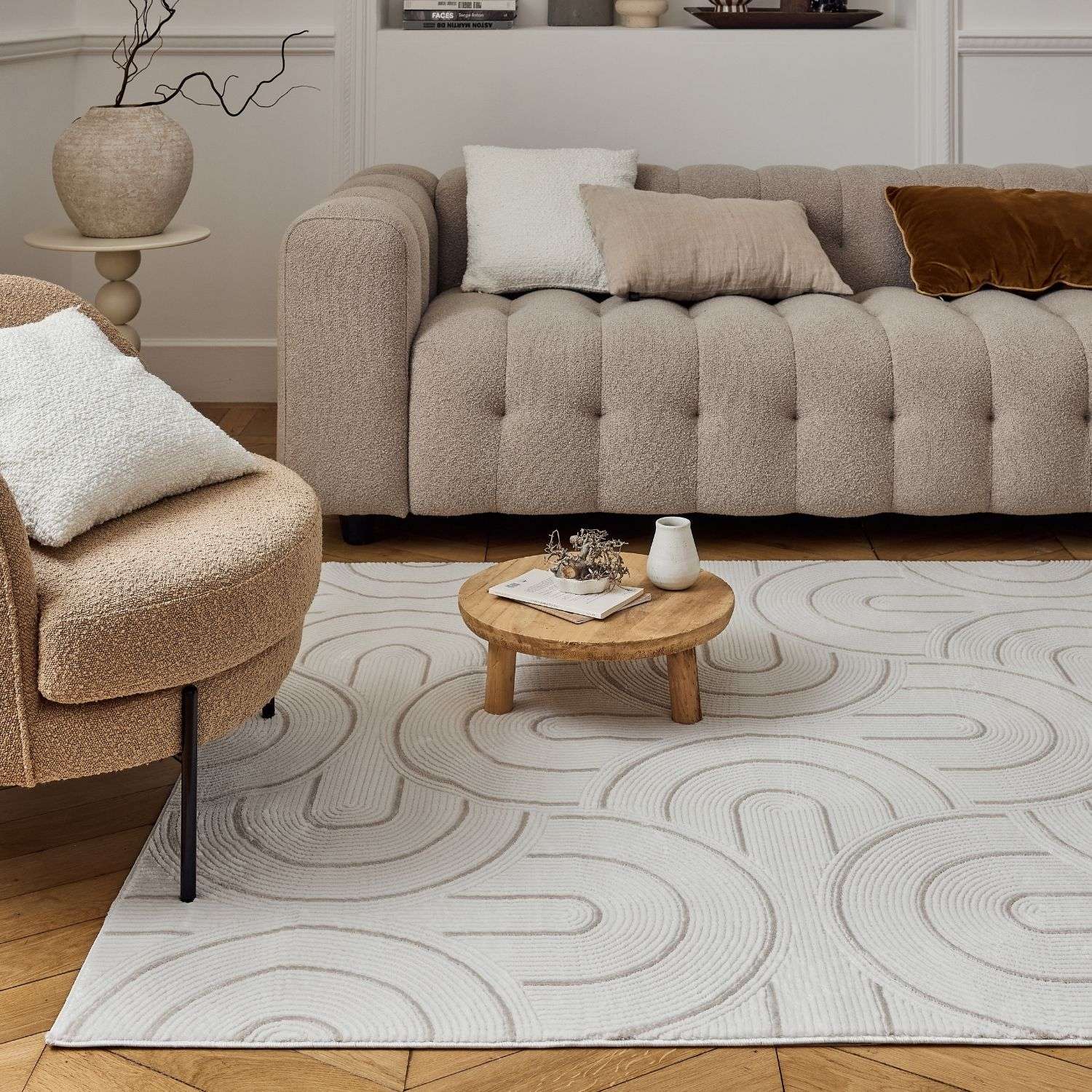 Carmel Cream-Beige Geometric Rug | 6070