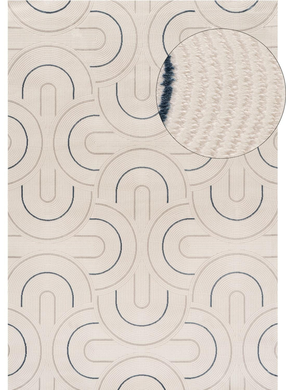 Carmel Cream-Blue Geometric Rug – 6070