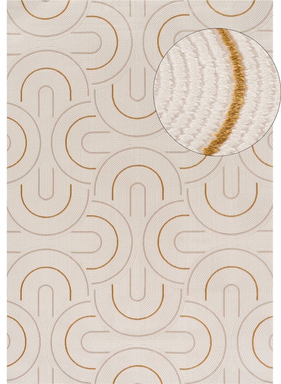 Carmel Cream-Gold Geometric Rug | 6070