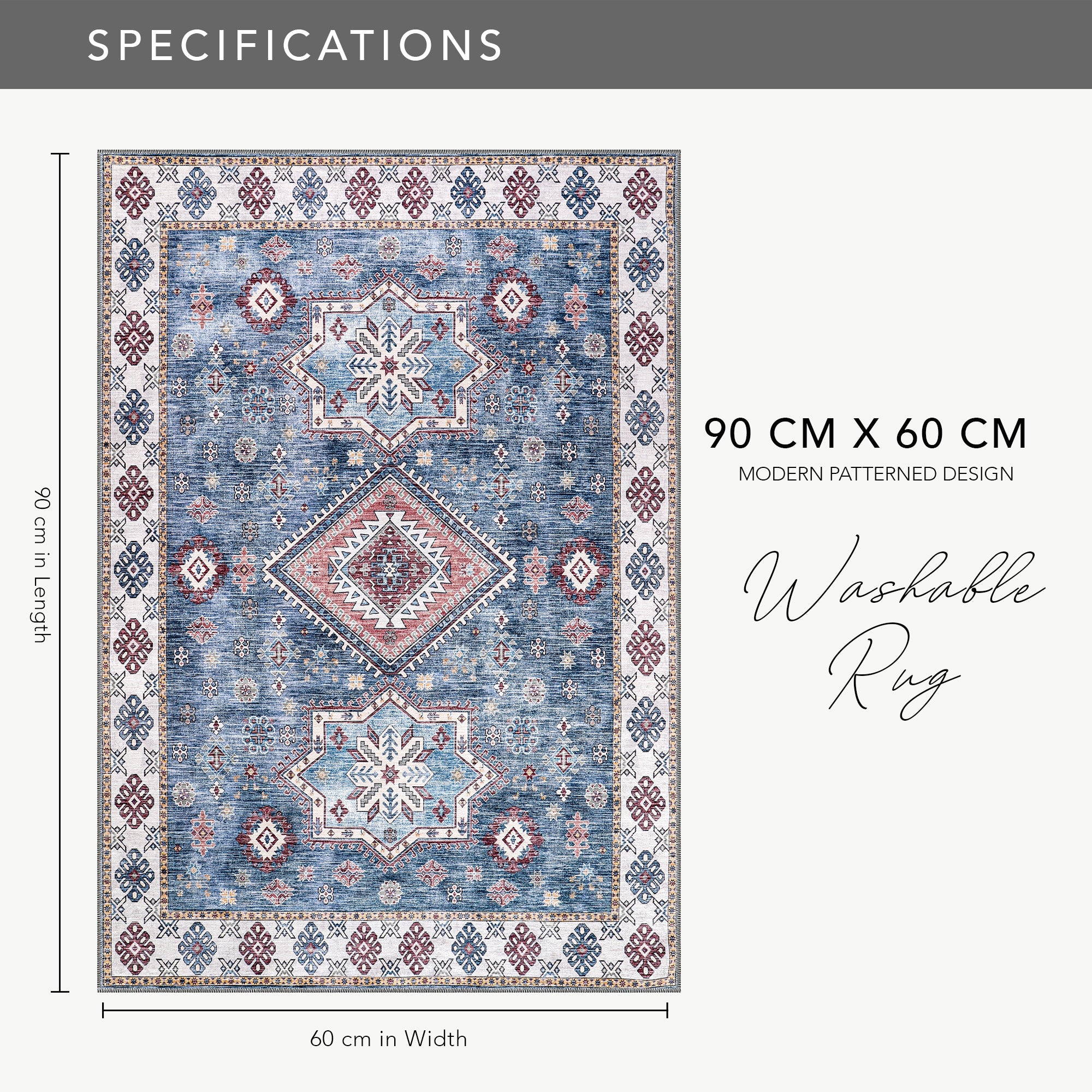 Netline Home Rugs Depot - Tribal Multicolor Geometric Washable Rug, Design NL1016