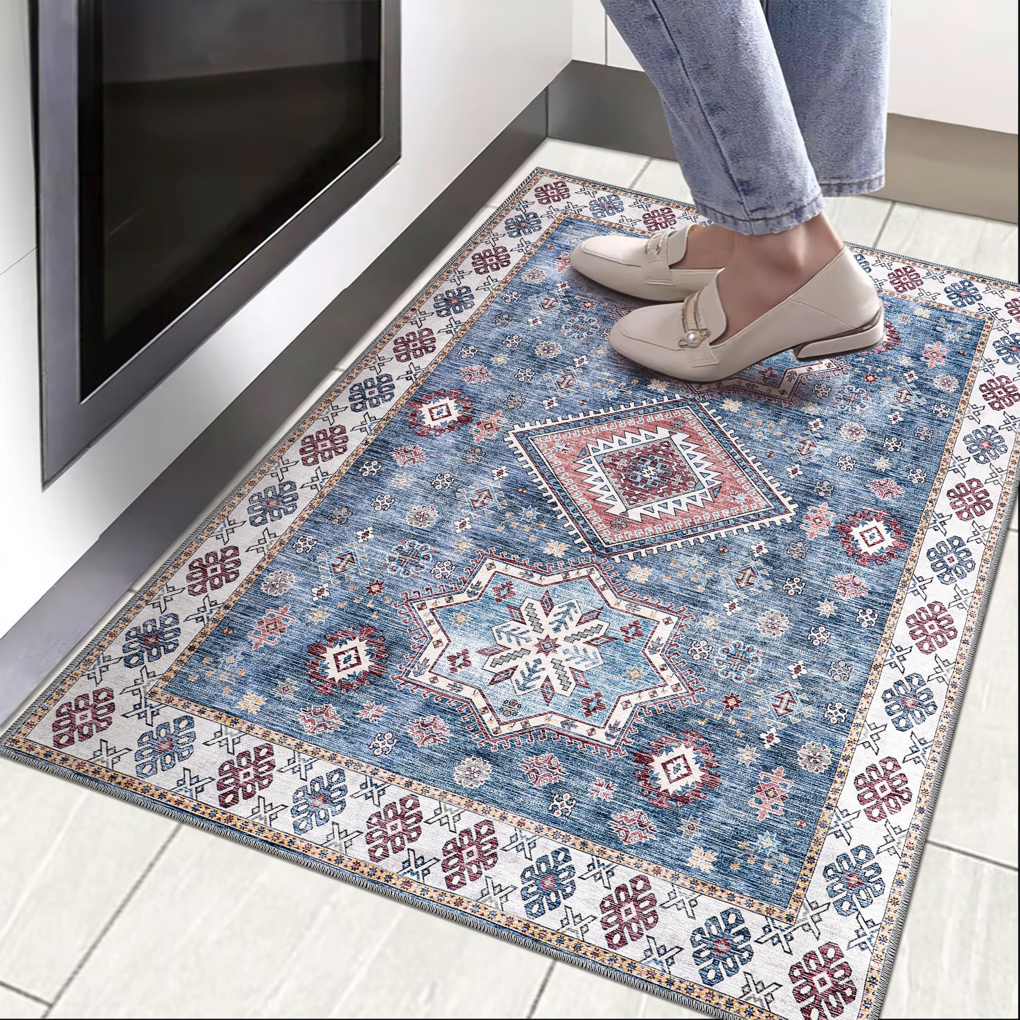 Netline Home Rugs Depot - Tribal Multicolor Geometric Washable Rug, Design NL1016