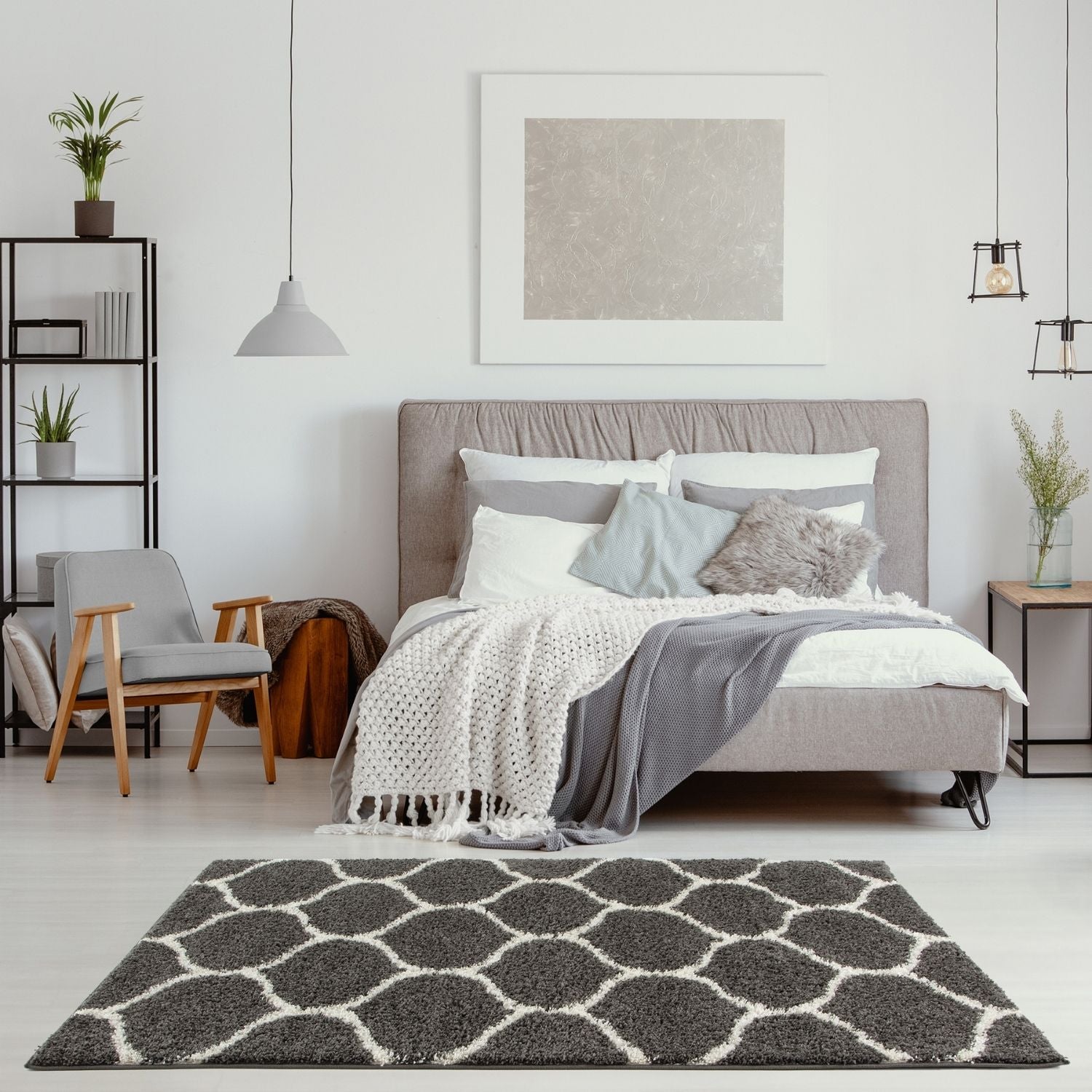 Moroccan Dark Grey Shaggy Rug | 640