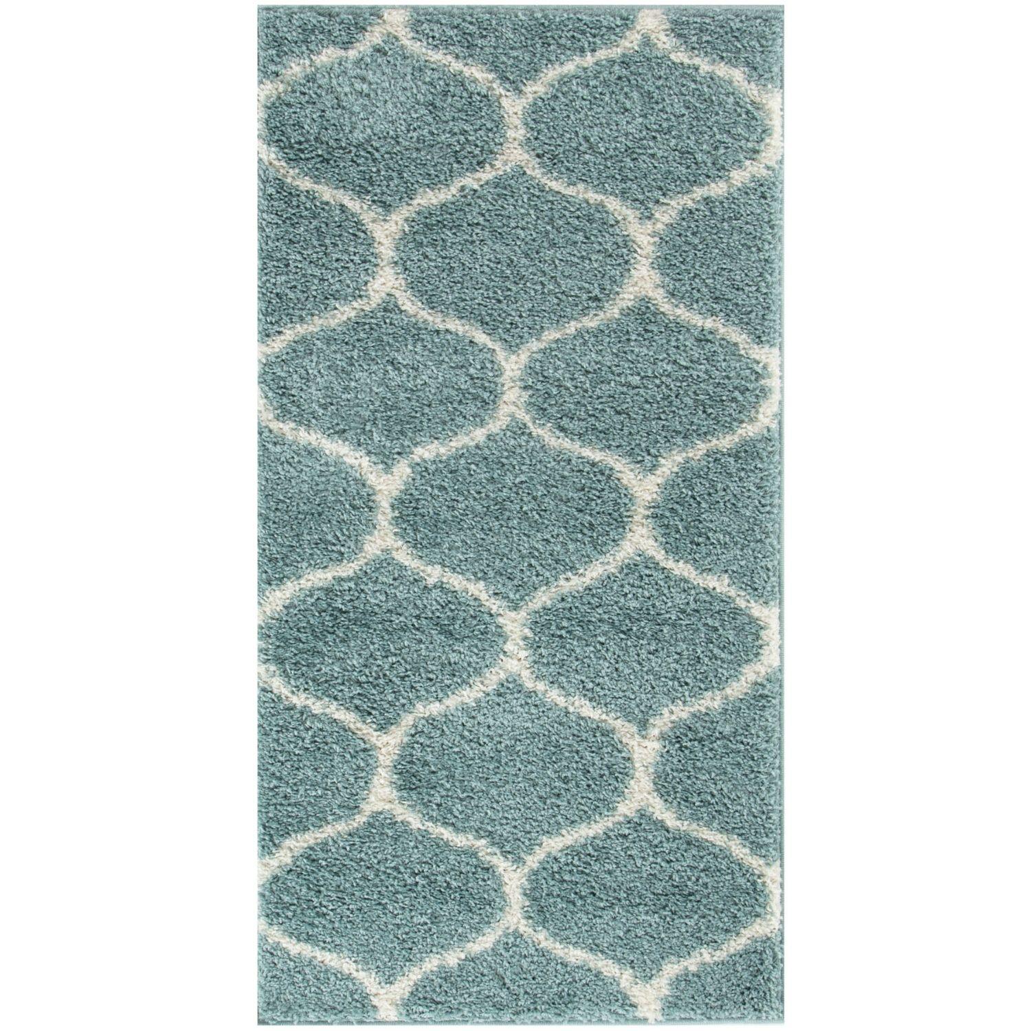 Moroccan Duck Egg Blue Shaggy Rug | 650
