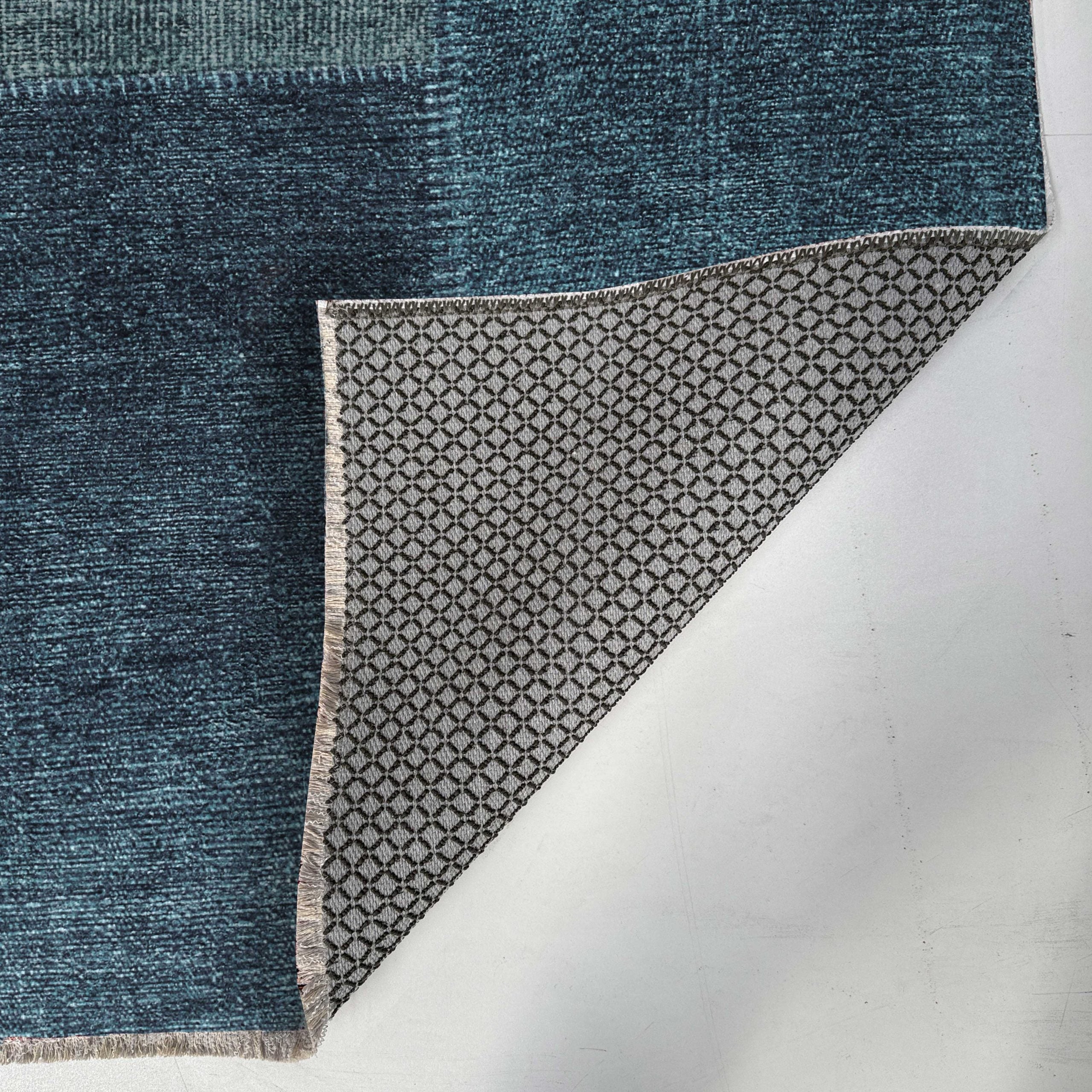 Netline Home Blue Navy Ethnic Classic Vintage Machine Washable Chenille Rug Design NH7140 - Gallery Image 4 - Netline Home