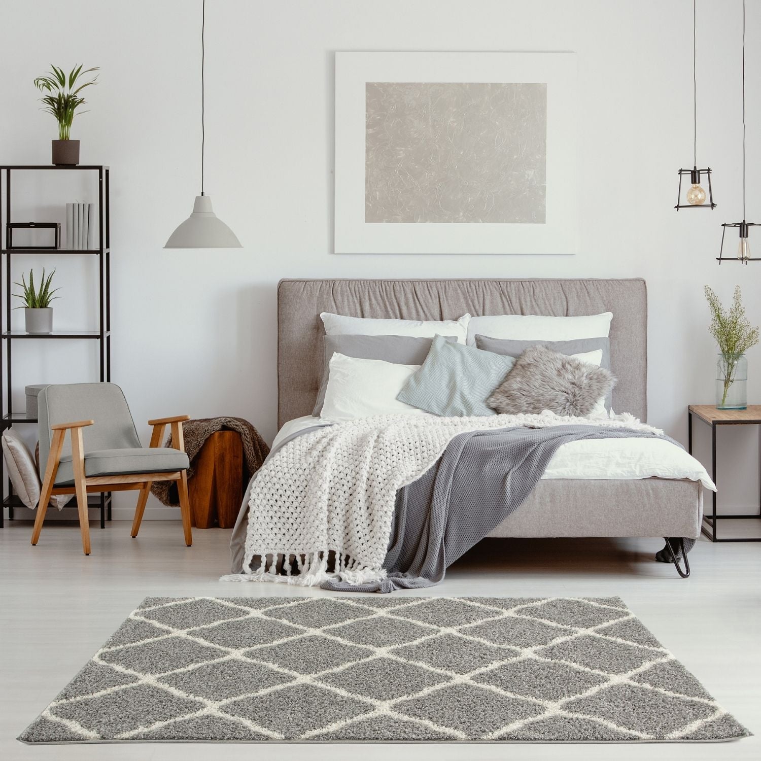 Moroccan Grey Shaggy Rug | 710