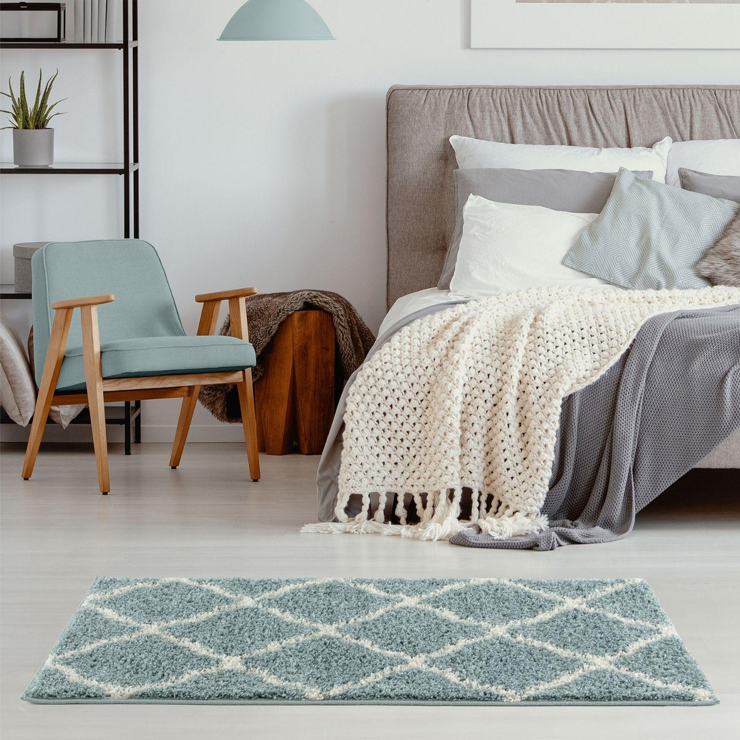 Moroccan Duck Egg Blue Shaggy Rug | 750