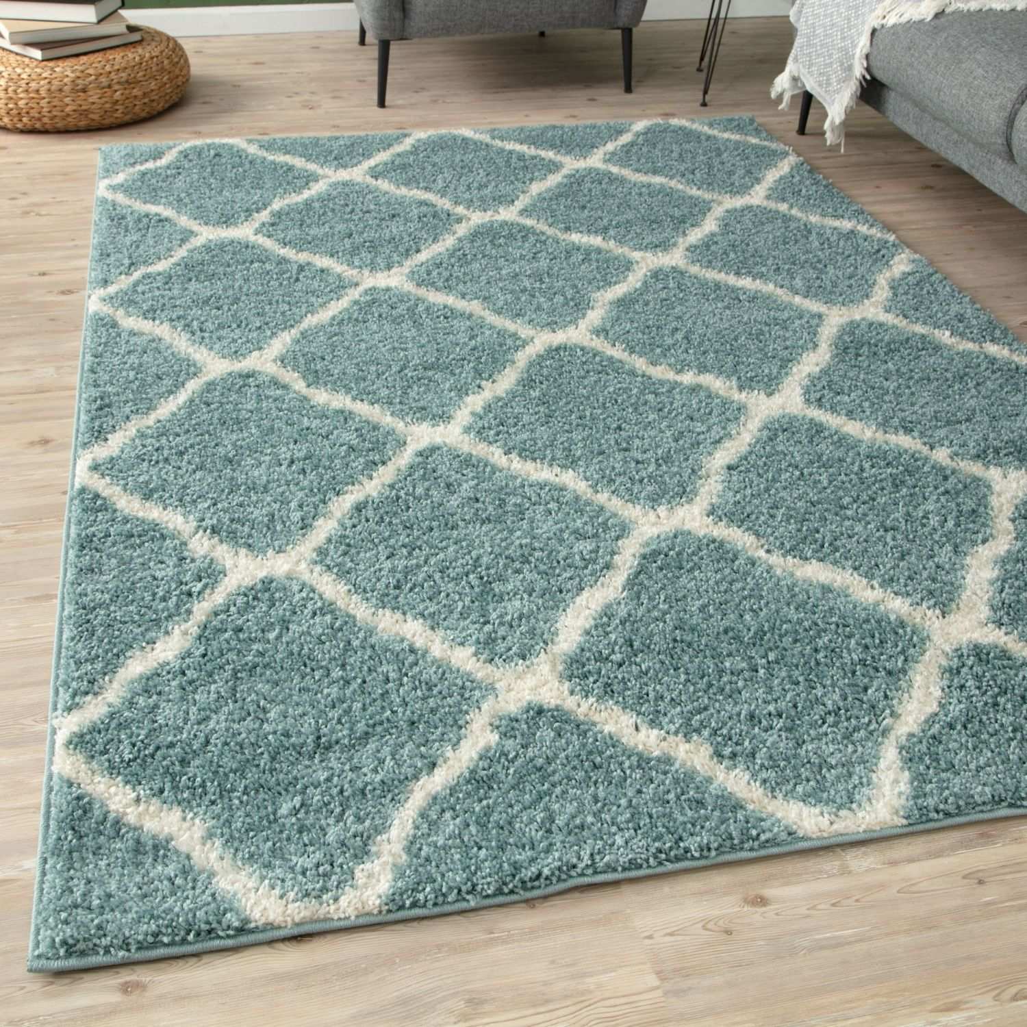 Moroccan Duck Egg Blue Shaggy Rug | 750