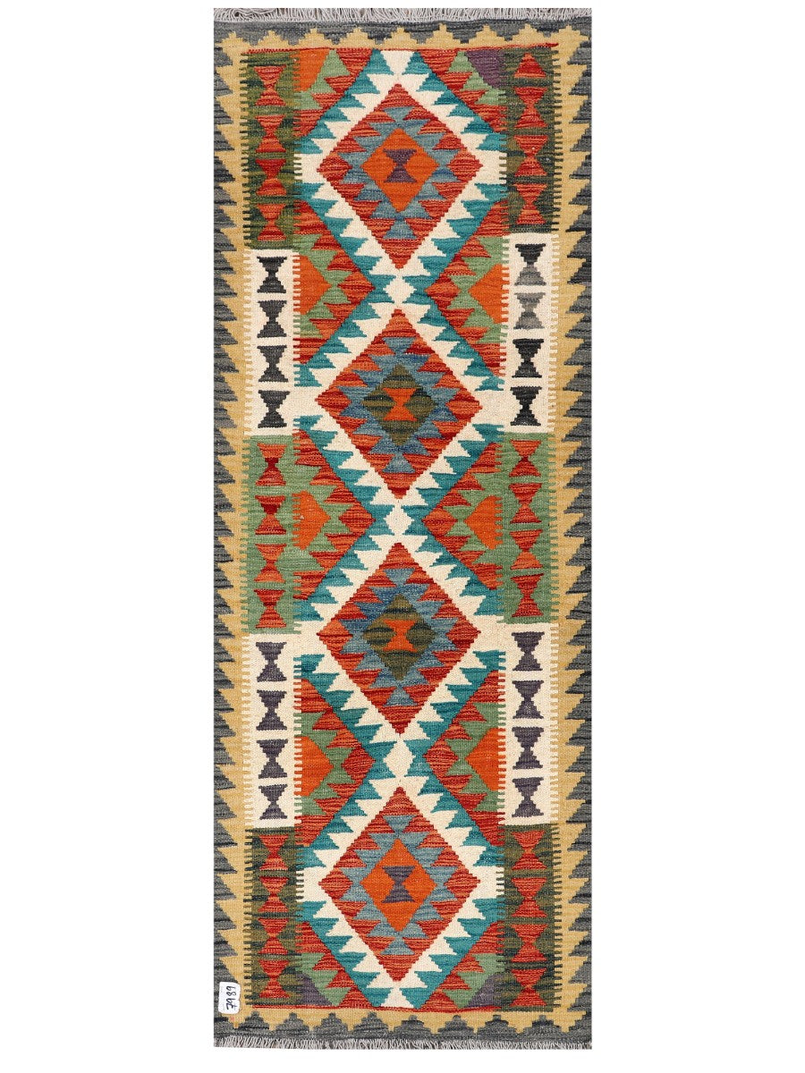 Maimana Afghanistan Kilim Rug - 201 x73 cm