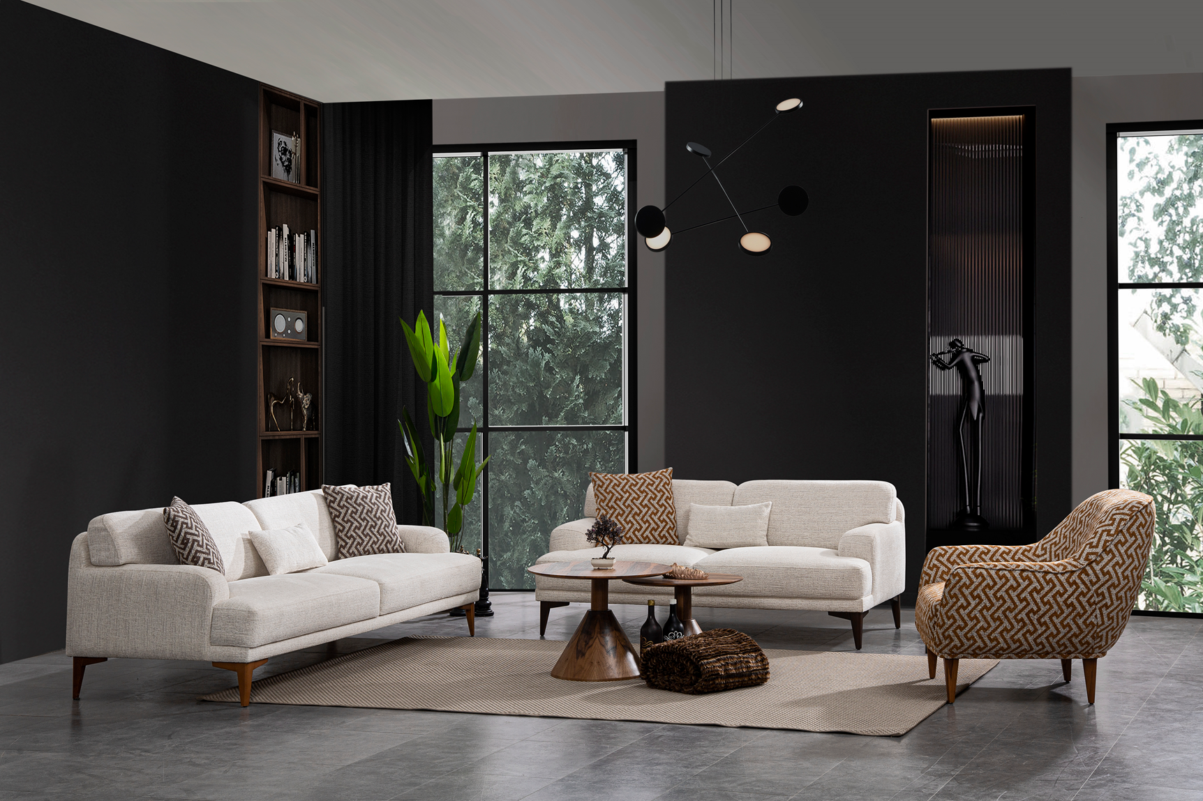 Netline Home Interior Toscano sofa set with modern design, featuring plush cushions and sleek upholstery for stylish living room comfort.