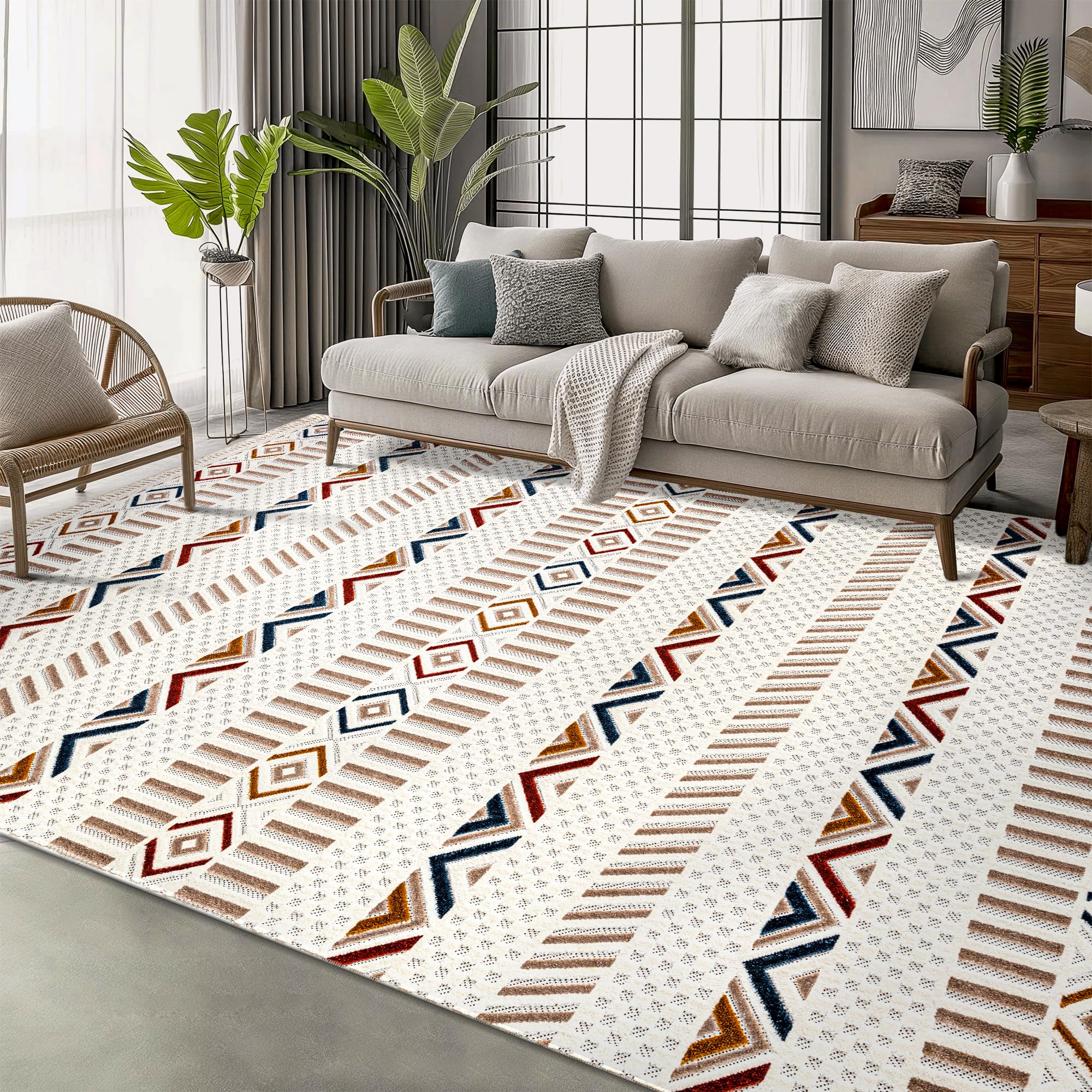 Netline Home RUGS DEPOT Area Rug for Living Room, Bedroom & Hallway β Soft & Durable Low Pile Area Rugs β Bohemian, Aztec & Boho Style β Pet & Kid-Friendly, Ideal for High-Traffic Areas (Copy)