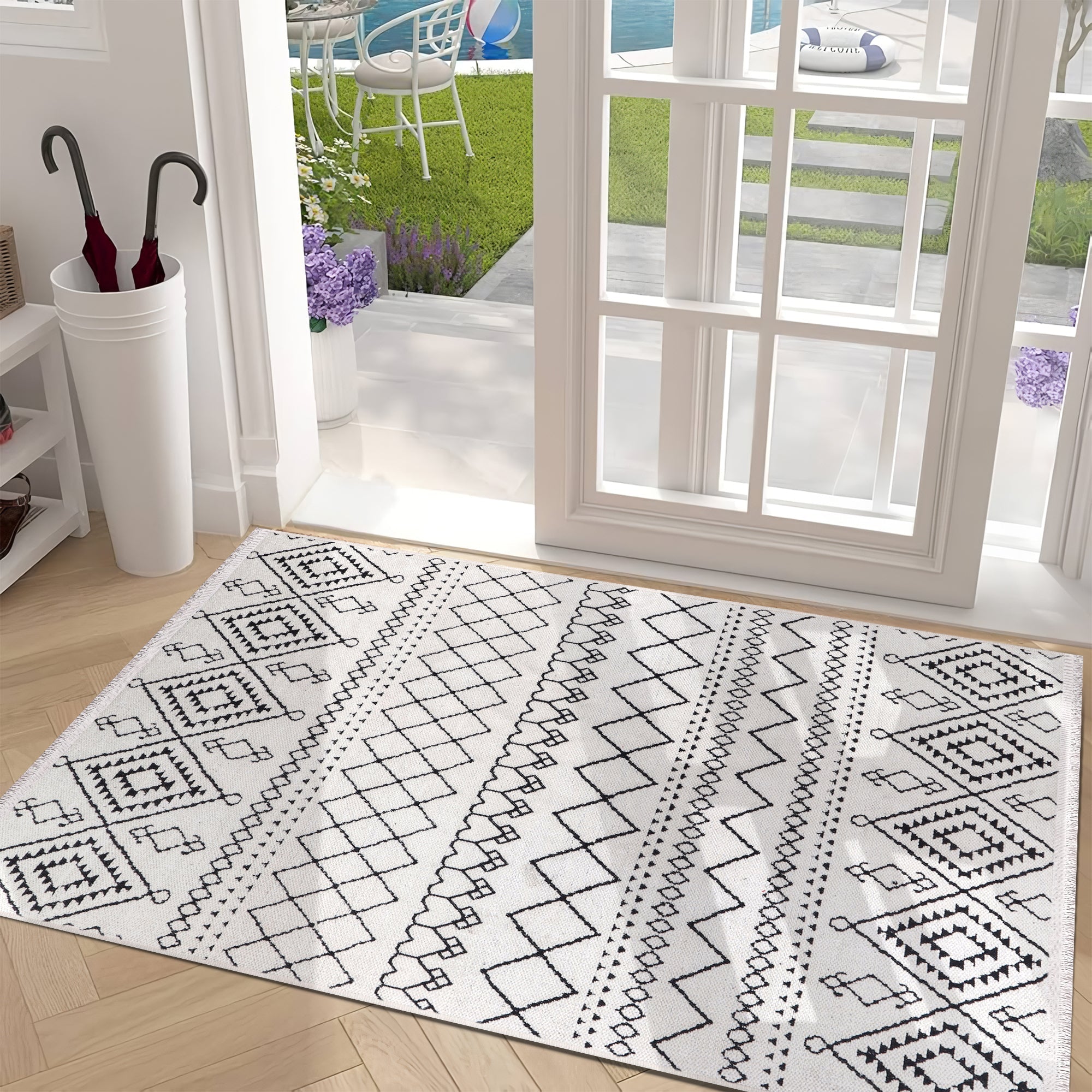 Netline Home Machine Washable Rug RW1801 – WHITE Soft Chenille