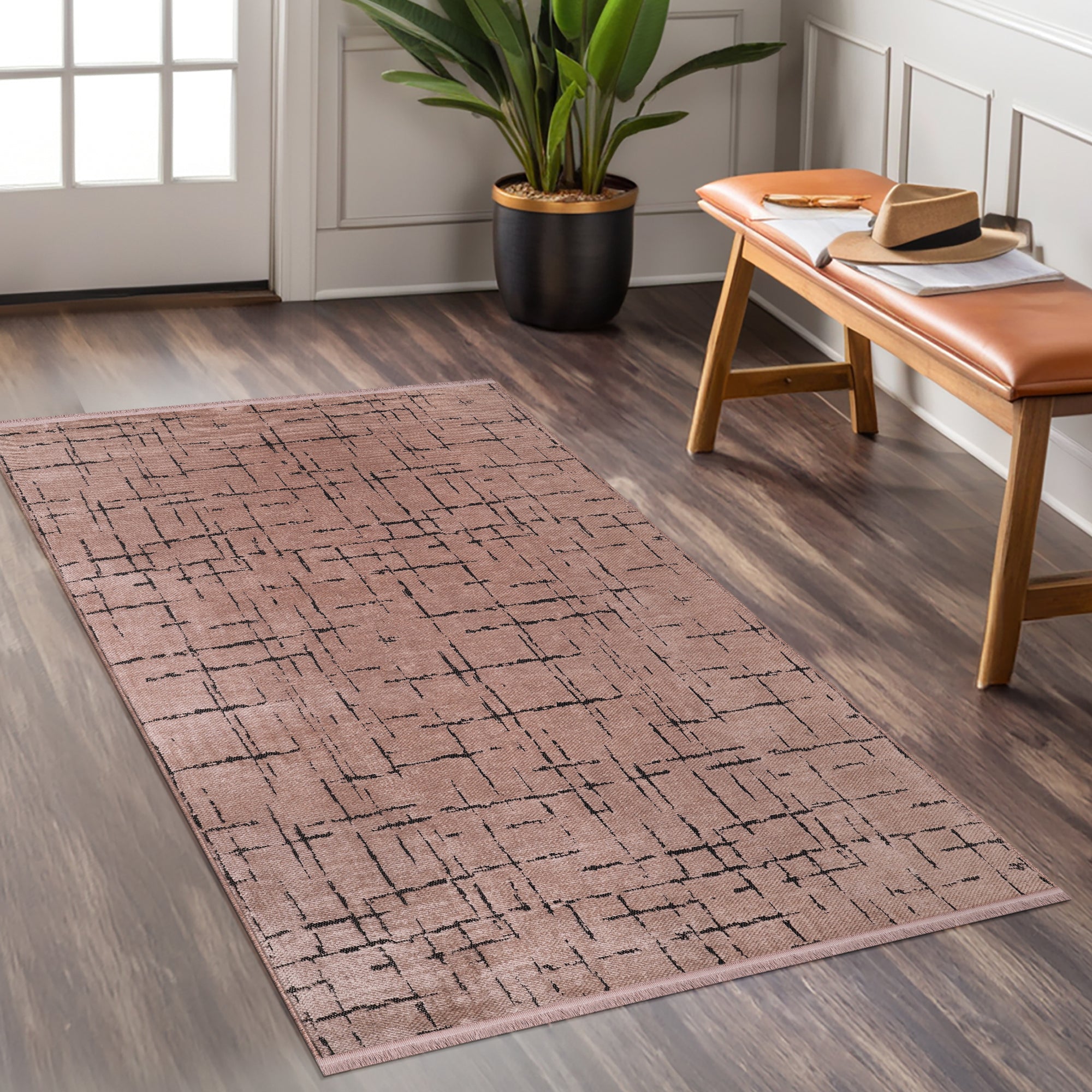 Netline Home Machine Washable Rug NT201 – BROWN Soft Chenille